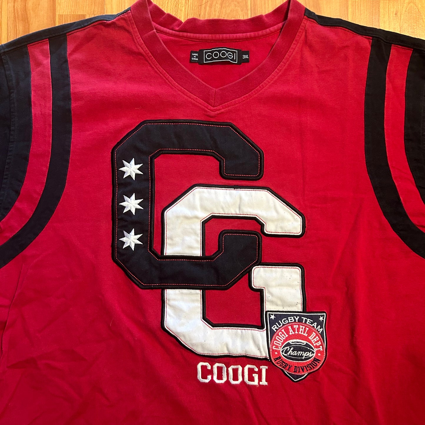Coogi Red Black Tshirt - XLarge - 26” x 32”