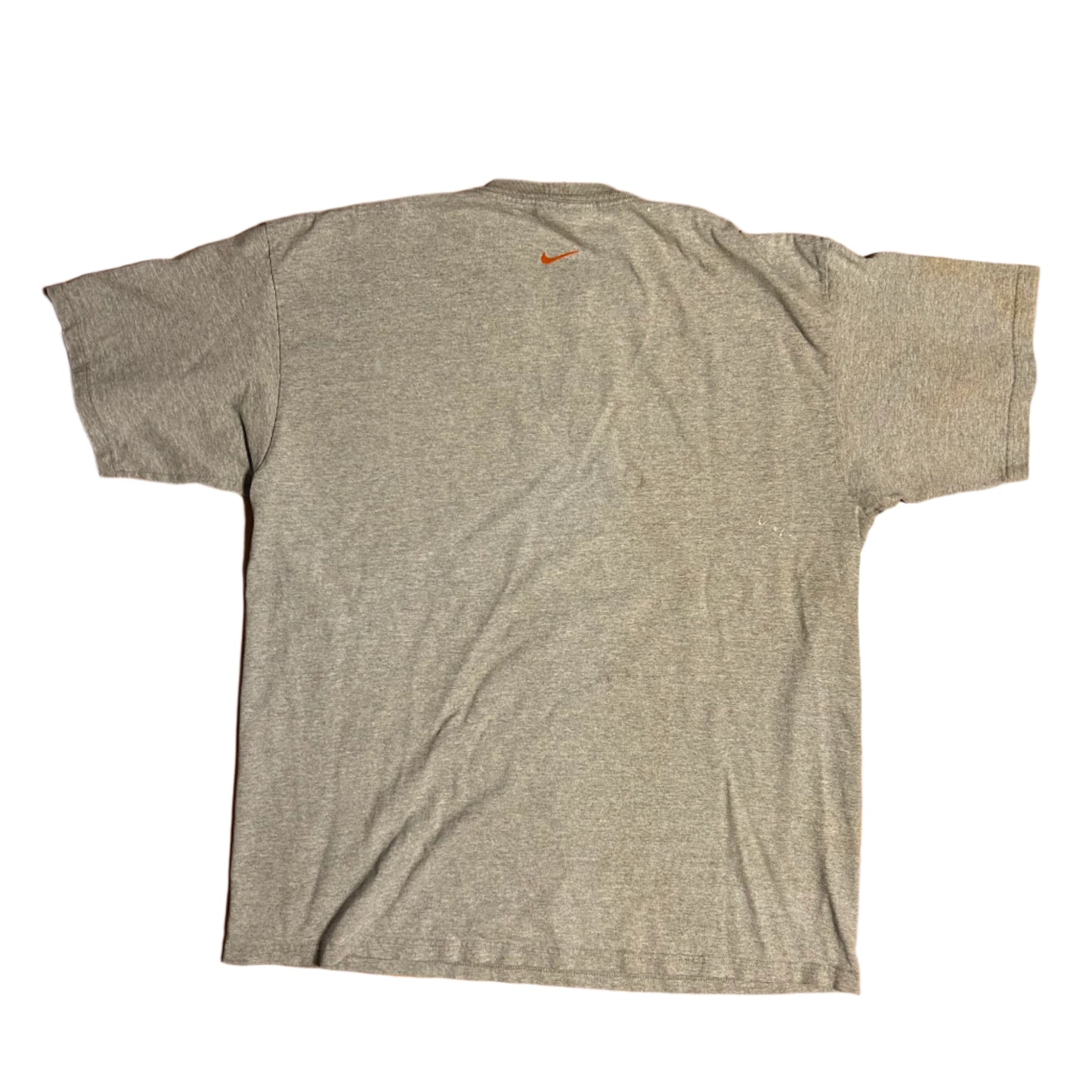 90's Nike Orange Swoosh Team Nike Grey Tshirt - XLarge - 24” x 30.5”