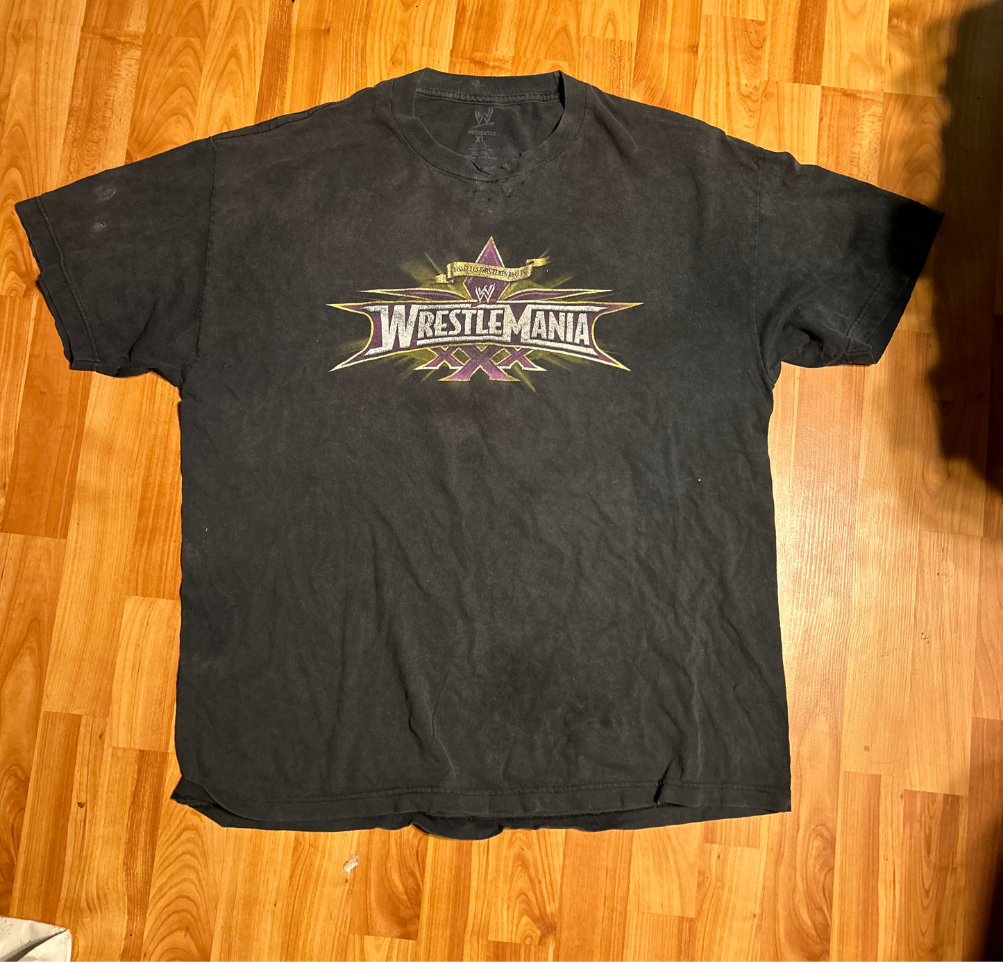 Wrestlemania XXX WWE 30th Annual Hulk Hogan Daniel Bryan Randy Orton Triple H John Cena Black T-shirt - Large - 23” x 29.5”