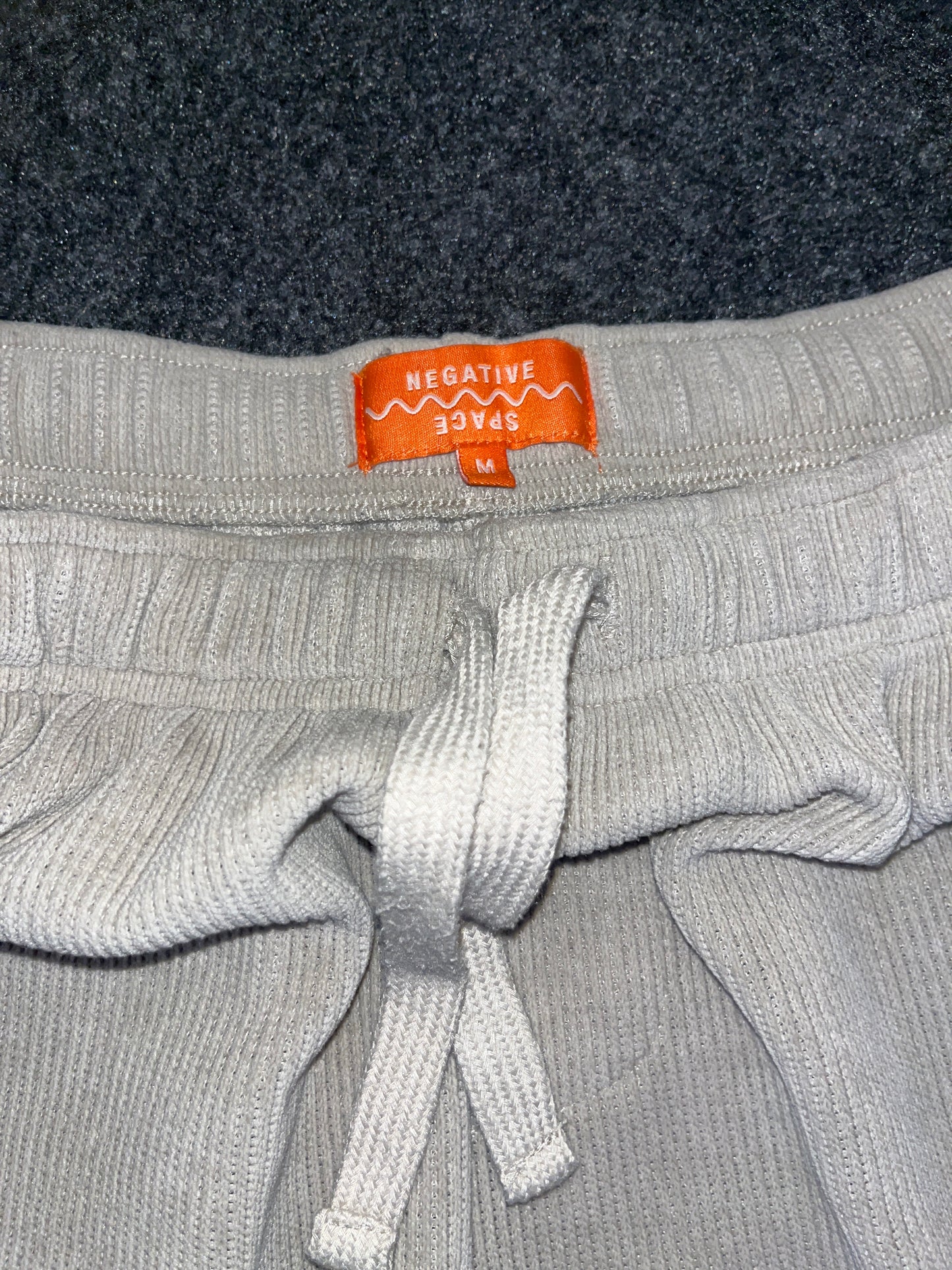 Negative Space Grey Polyester Shorts with Drawstring and Back Pocket - M - 28" x 4"