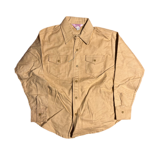 70's Frostproof Sanforized Cotton Yellow Button Up Down Overshirt Shirt - Large - 22” x 27”