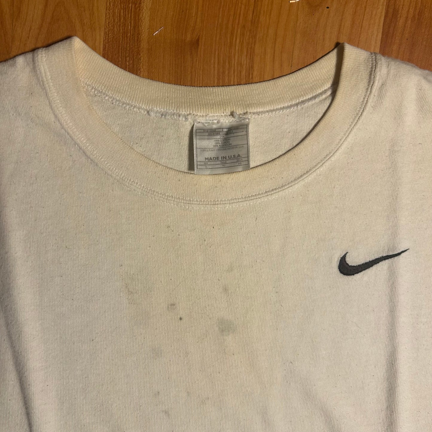 90's Nike Embroidered Logo Made in USA White Shirt Tanktop - XLarge - 25” x 29”