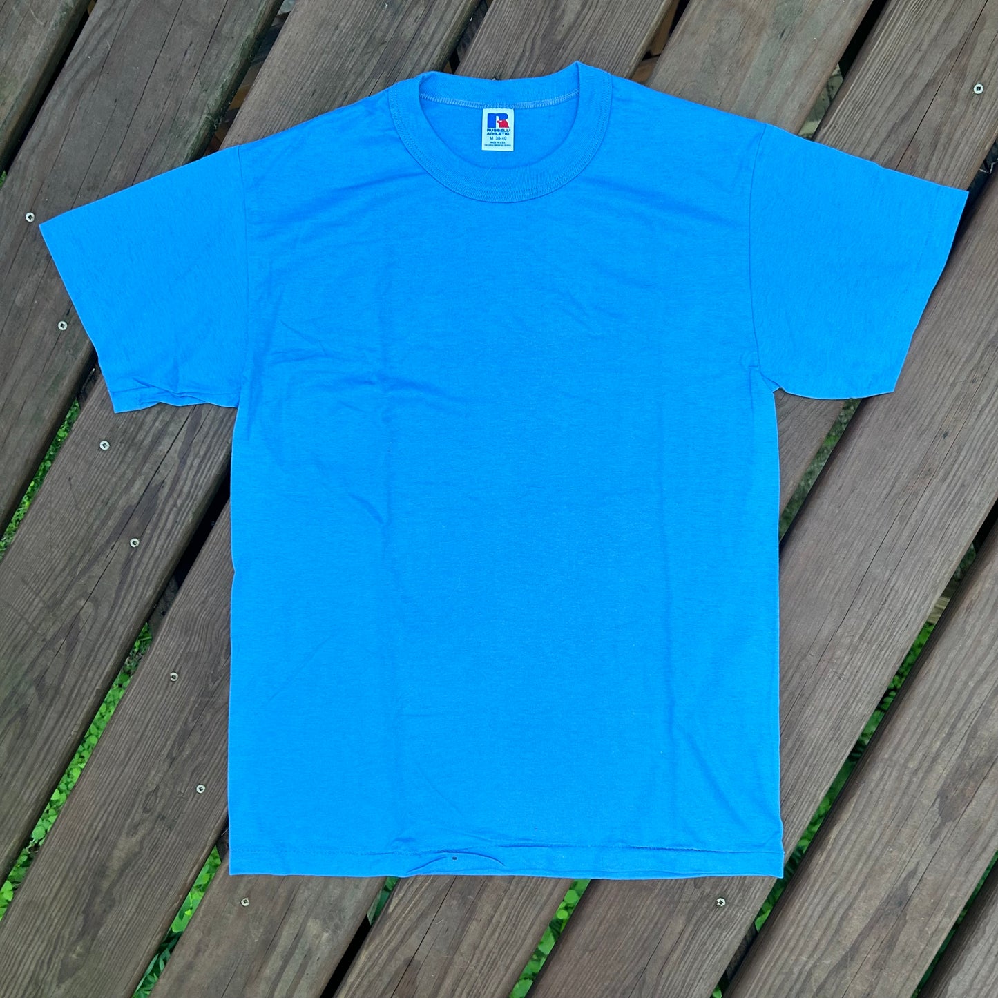 80’s Russell Athletics Blank Baby Blue Tshirt - Small - 19” x 28”