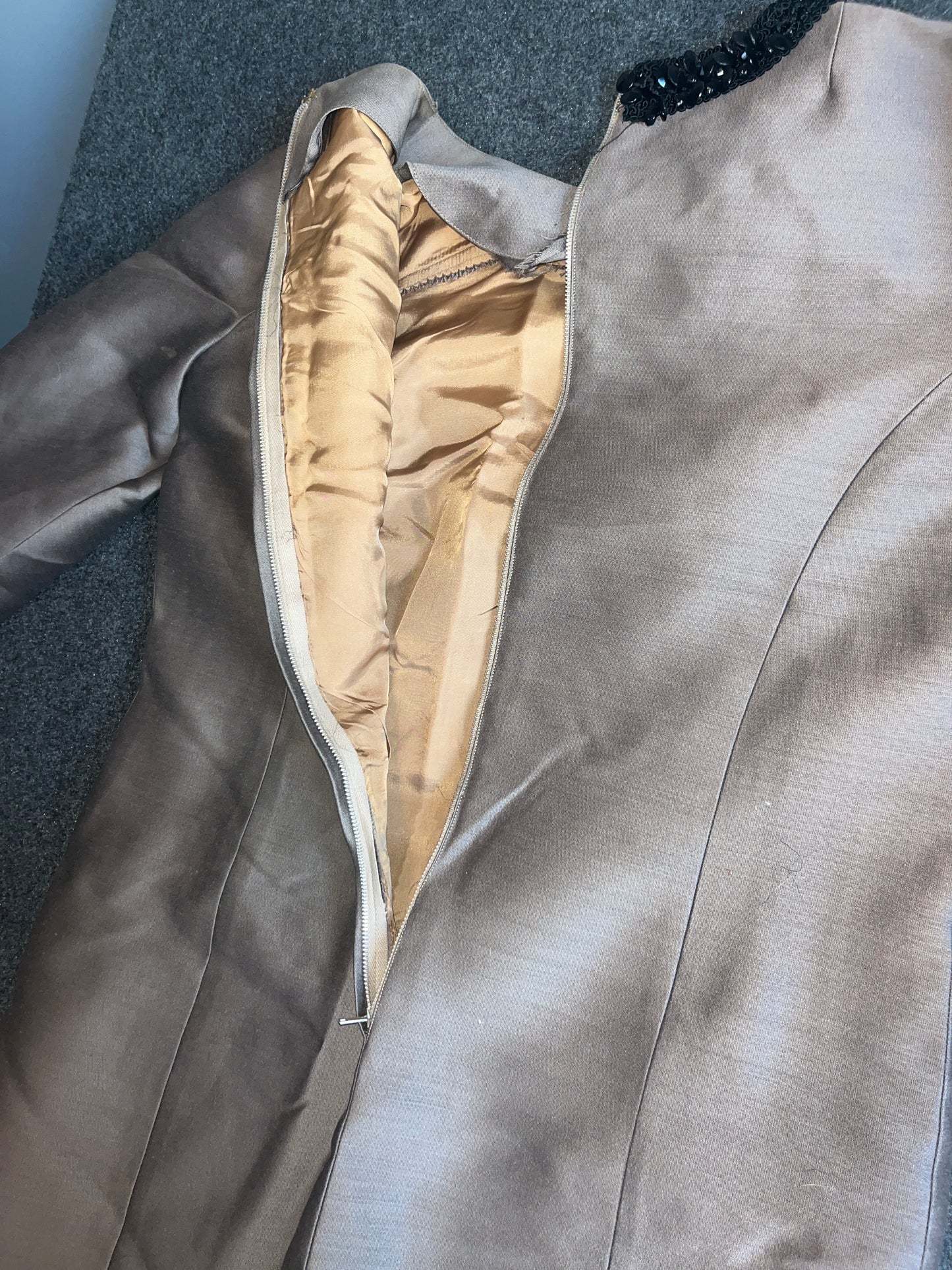 70/80's Brown Beaded Dress - Medium - 20.5" x 40"