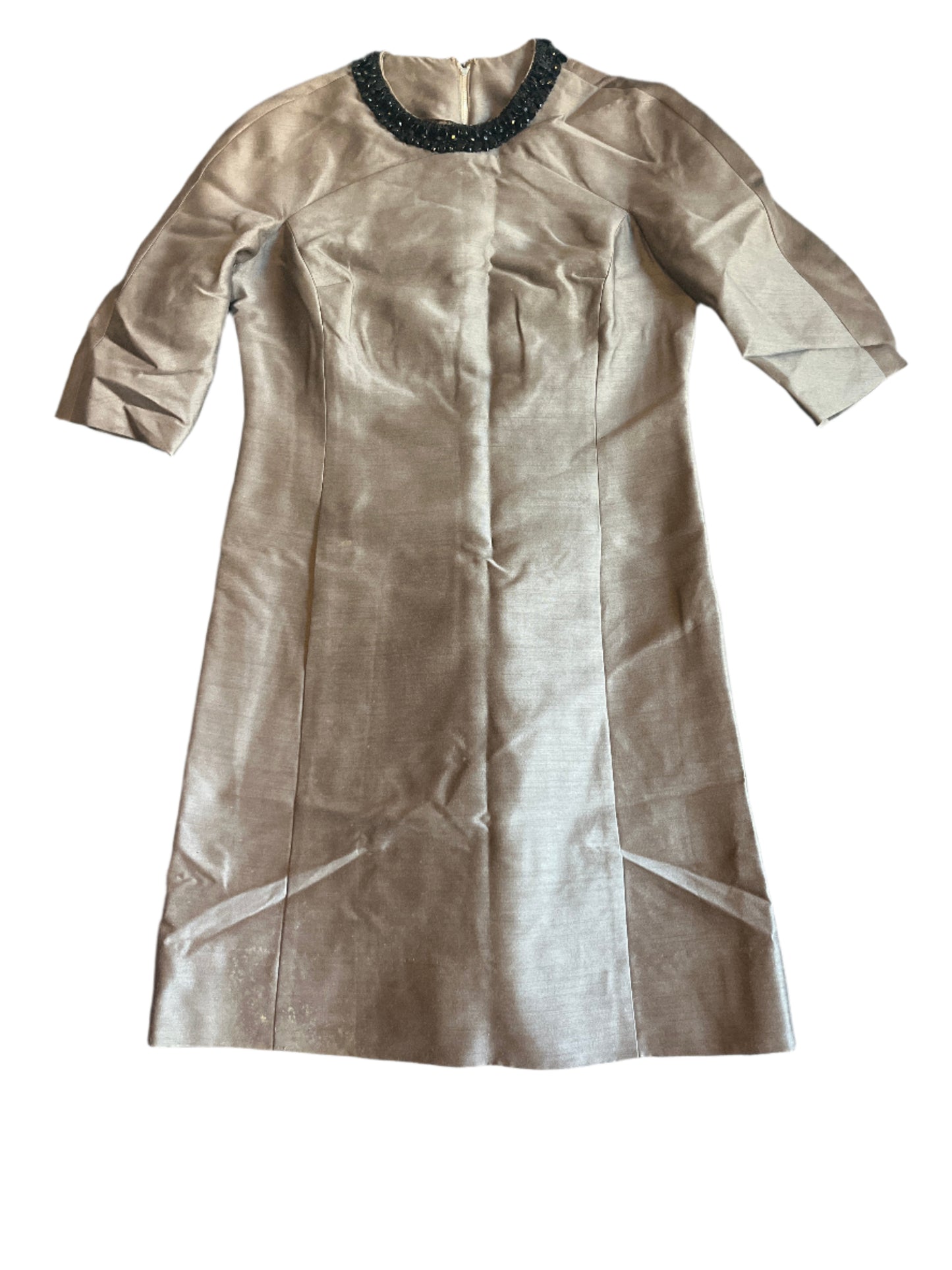 70/80's Brown Beaded Dress - Medium - 20.5" x 40"