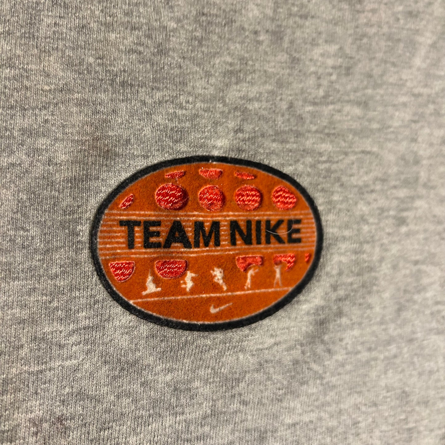 90's Nike Orange Swoosh Team Nike Grey Tshirt - XLarge - 24” x 30.5”