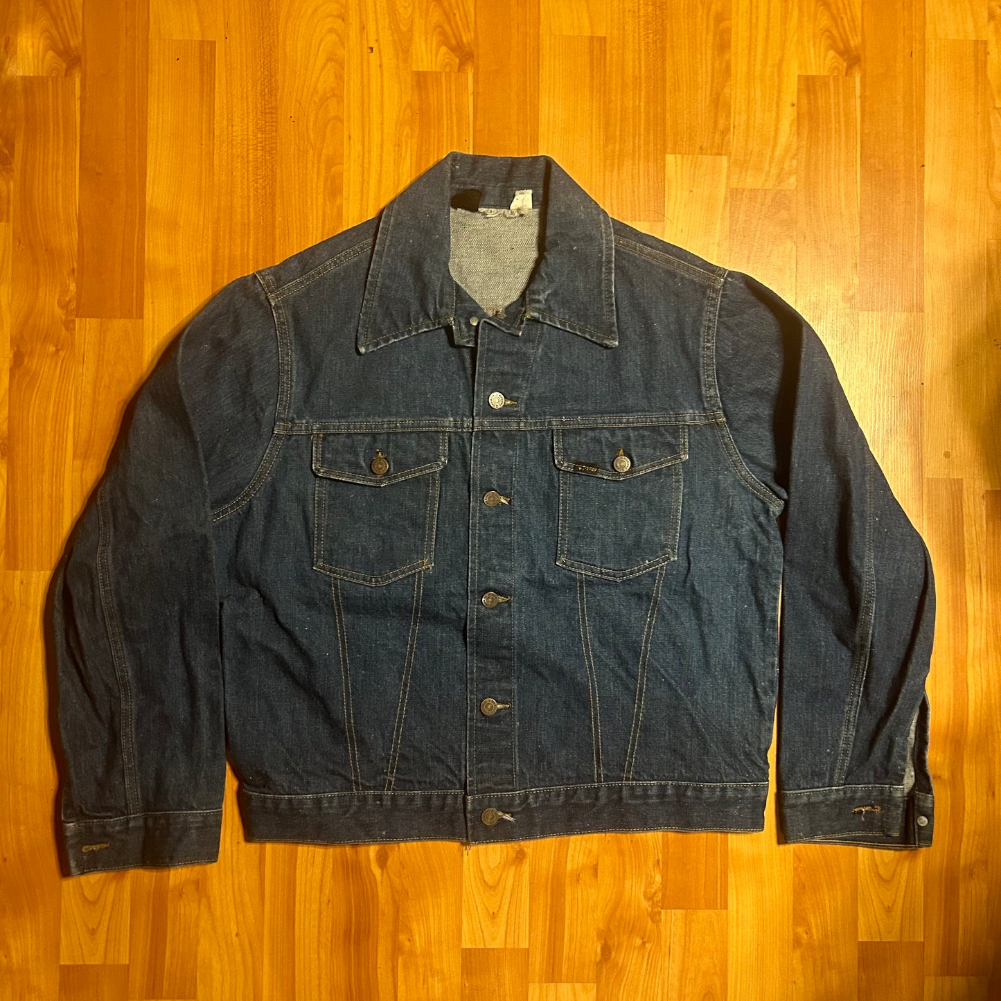 80's Sears Roebucks Denim Button Up Jean Jacket - Large - 23” x 23.5”
