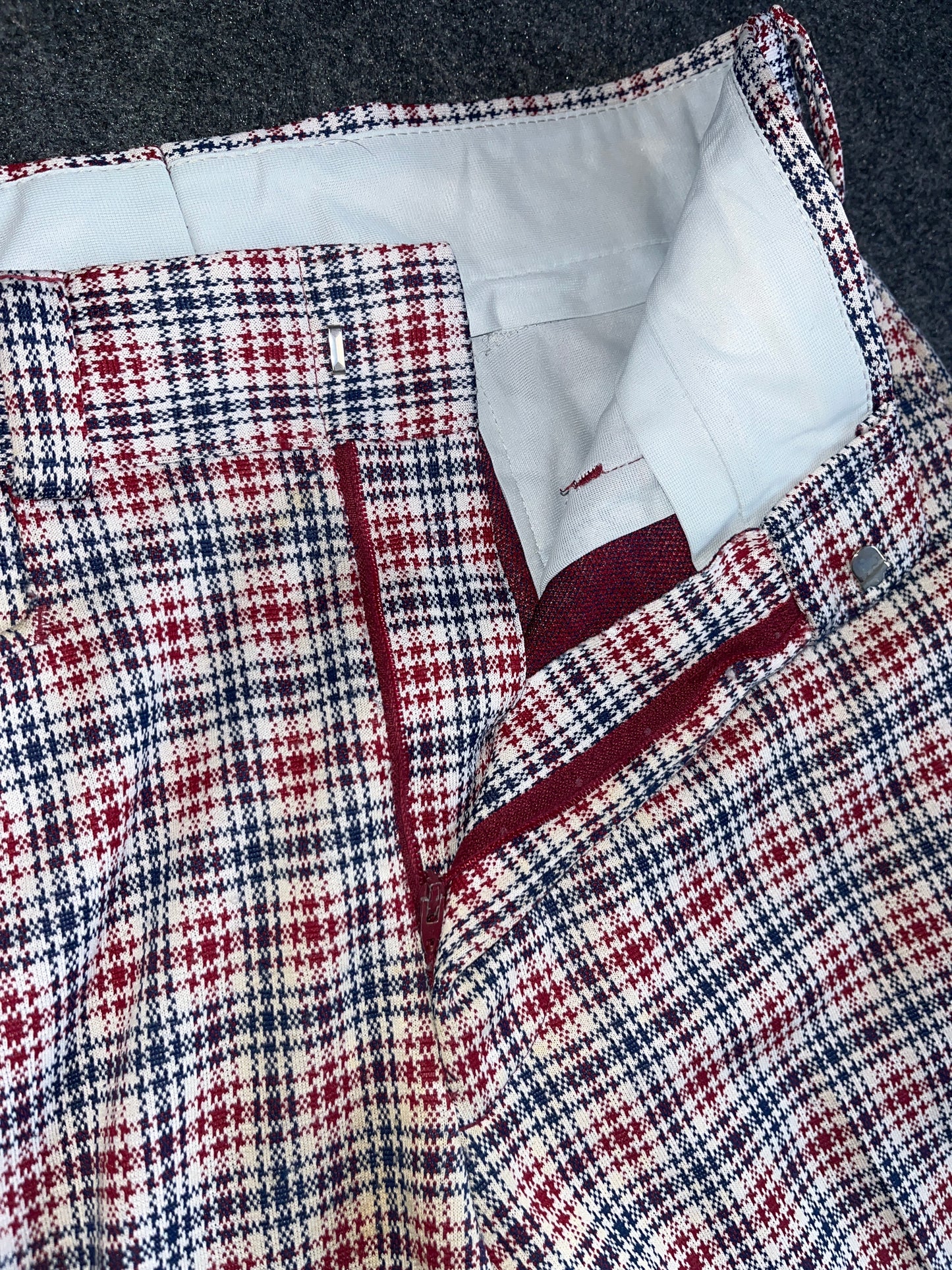70/80's Red Black Checkered Dress Pants Talon Slacks - 32" x 27"