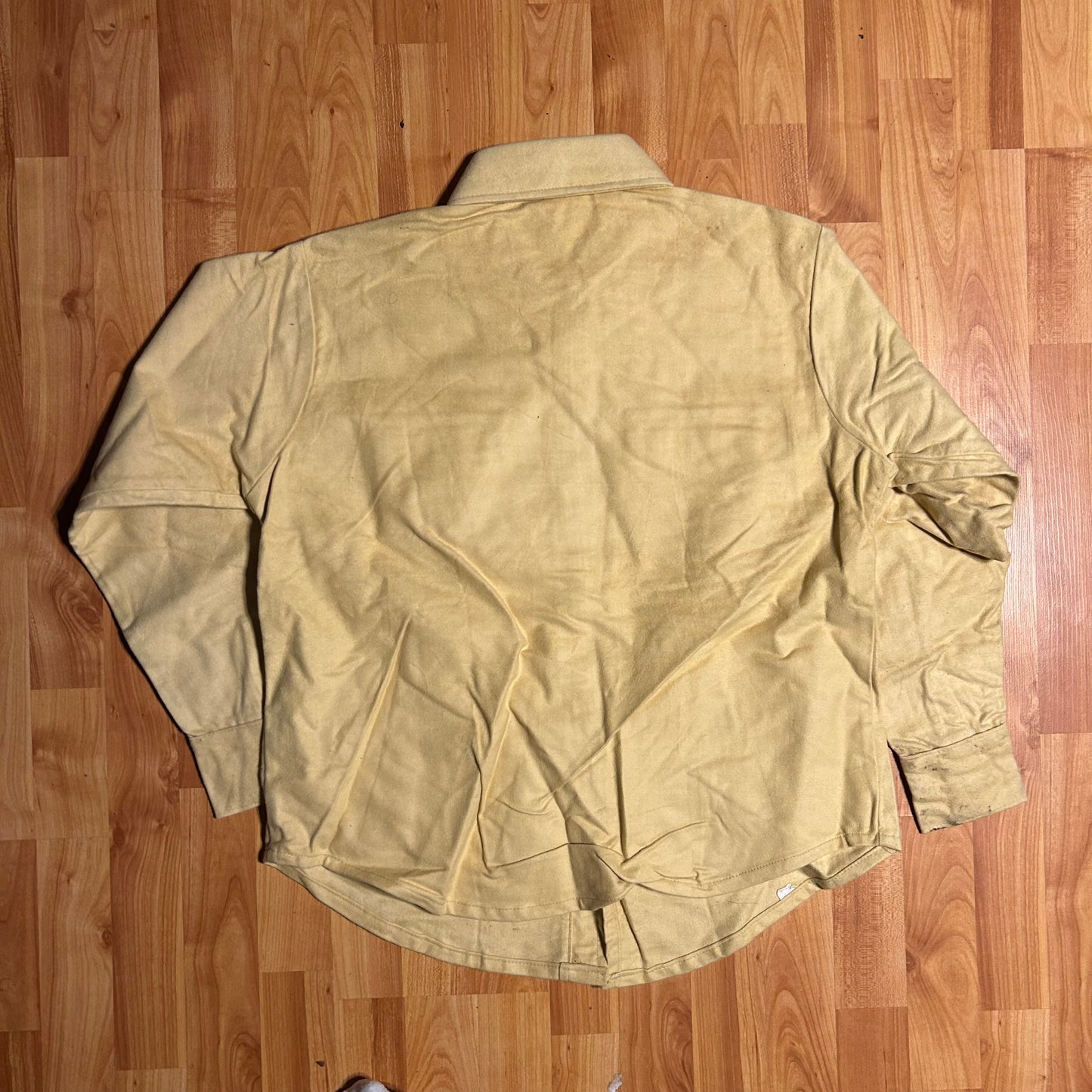 70's Frostproof Sanforized Cotton Yellow Button Up Down Overshirt Shirt - Large - 22” x 27”