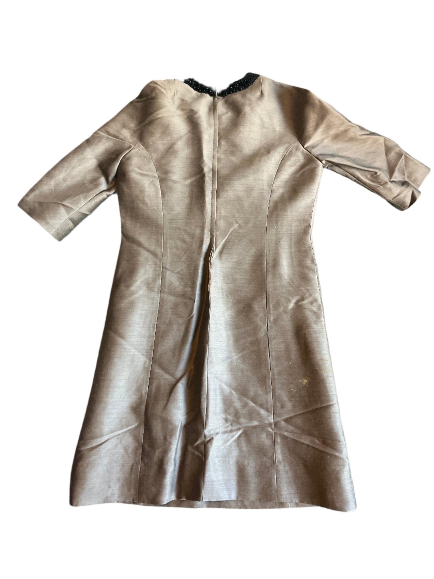 70/80's Brown Beaded Dress - Medium - 20.5" x 40"