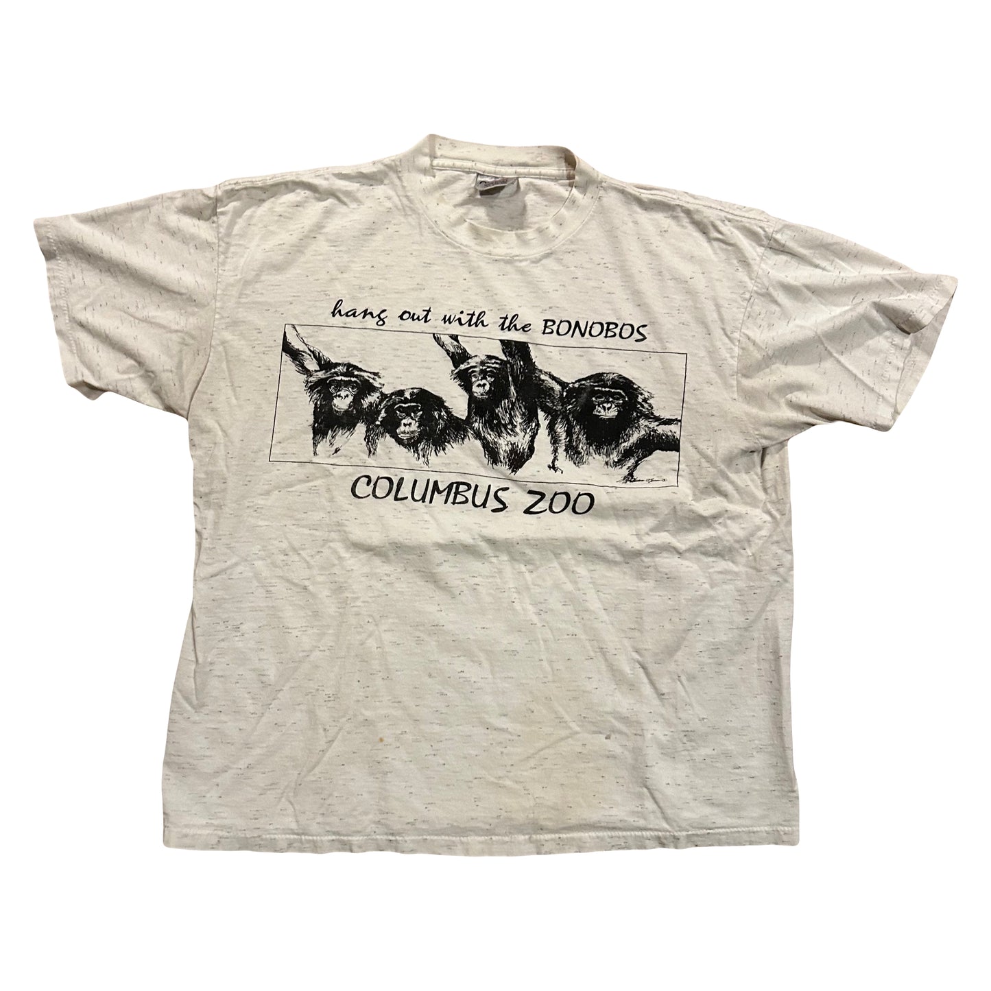 90’s Oneita Hang Out With The Bonobos Monkey Columbus Zoo Tshirt - Large - 23” x 25”