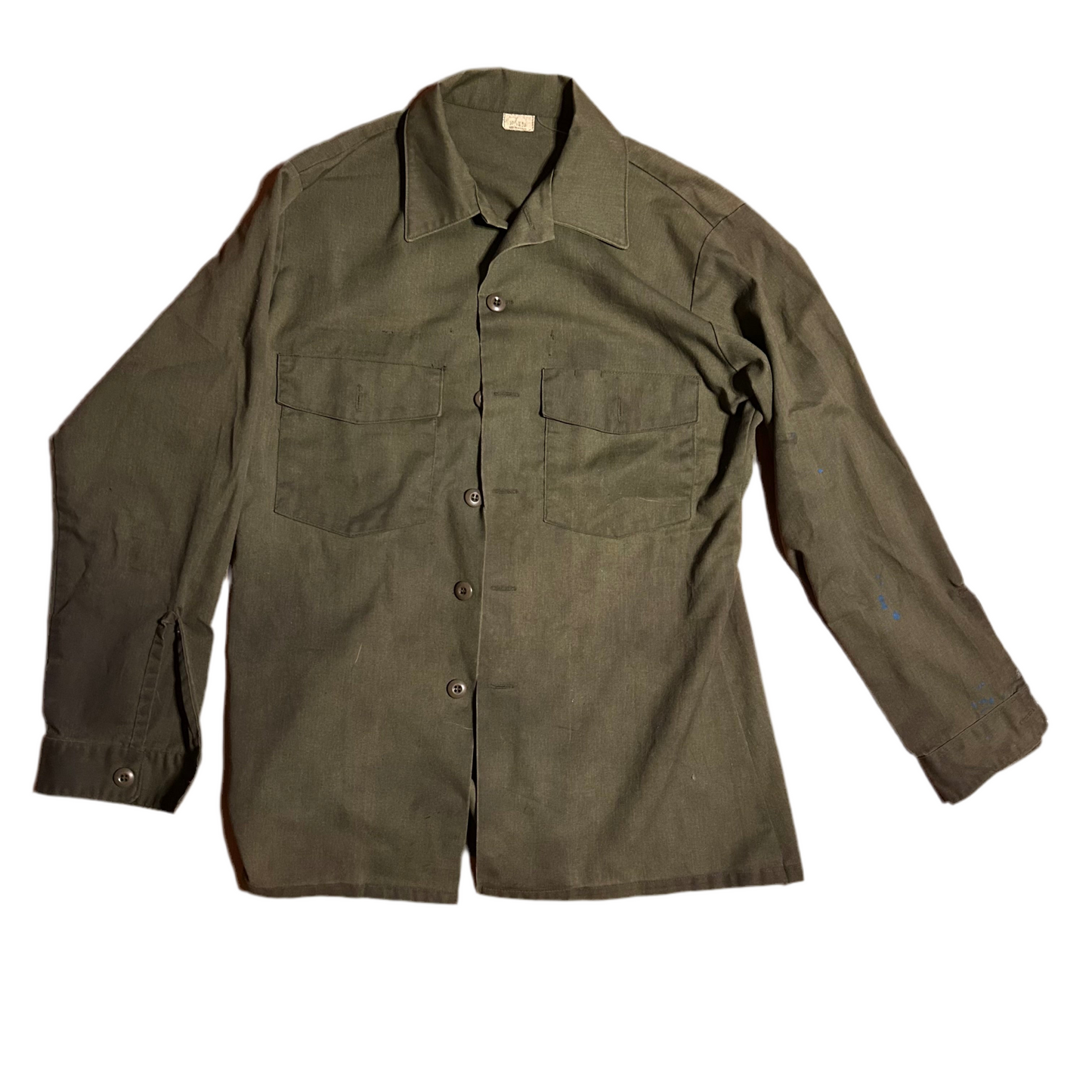 80's Military 1987 Durapress Utility Cotton Polyester Button Up Down Shirt - Large - 22” x 31”