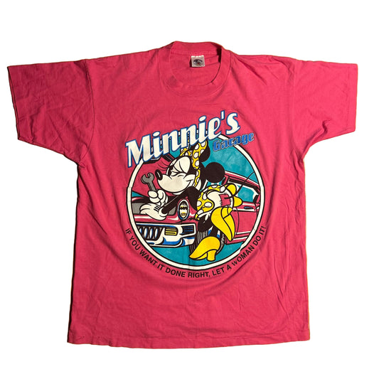 90’s Disney Minnie’s Garage Let A Girl Do It Pink Tshirt - XLarge - 25” x 30”