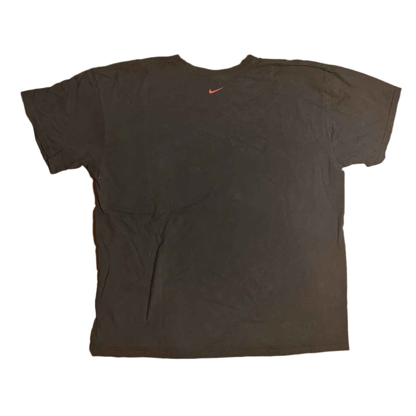 00's Grey Tag Nike Red Logo Black Tshirt - XLarge - 25” x 30”