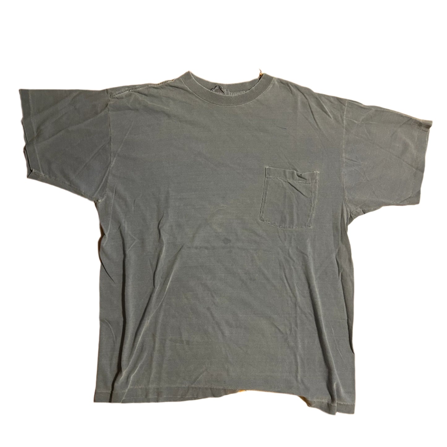 90’s Banana Republic Single Stitch Distressed Blank Faded Light Blue Pocket Tshirt - Large - 23” x 28”