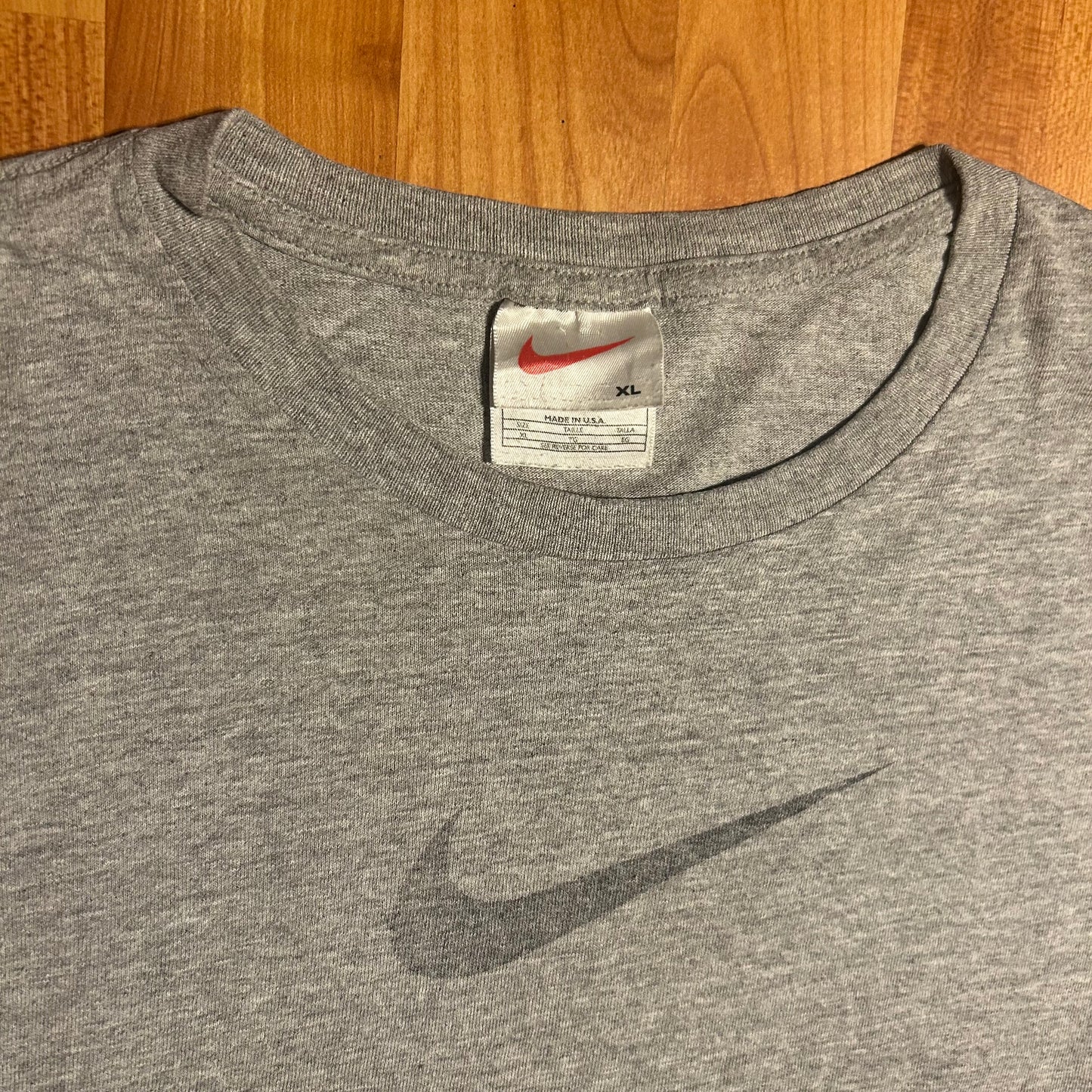 90's Nike Swoosh Made in USA Grey Tshirt - Medium - 20” x 24”