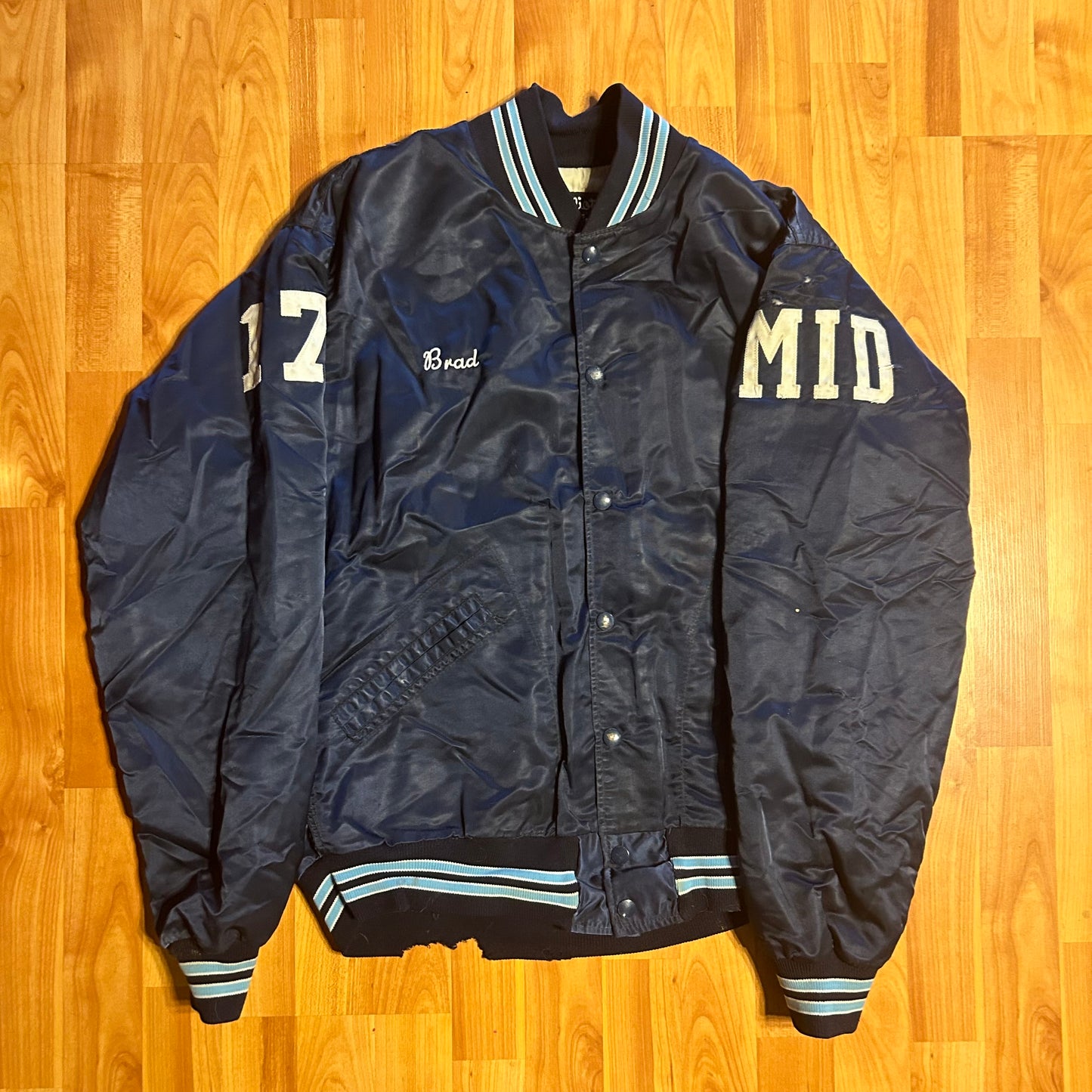 80’s Mid Bomber Letterman’s Jacket Lacrosse Coat - XLarge - 24” x 26”