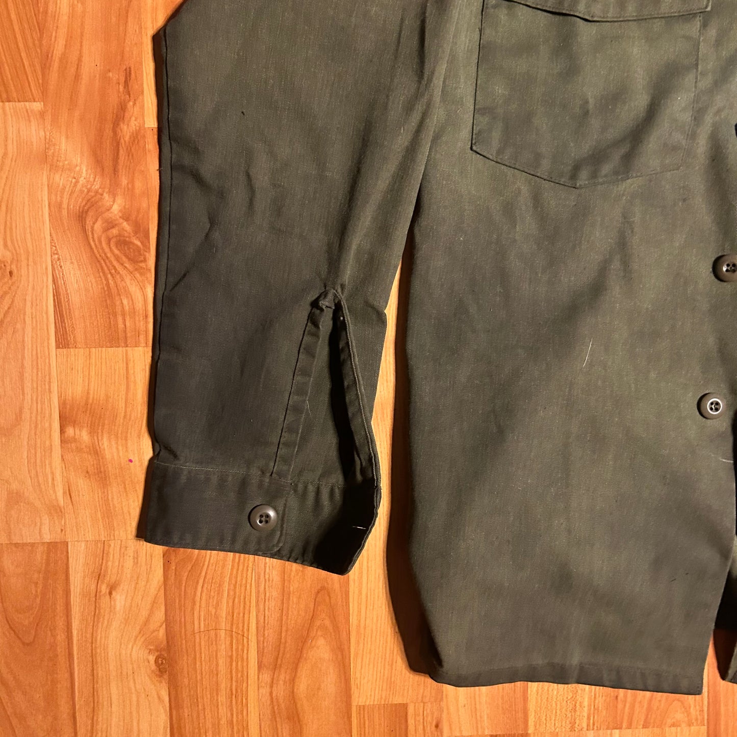 80's Military 1987 Durapress Utility Cotton Polyester Button Up Down Shirt - Large - 22” x 31”