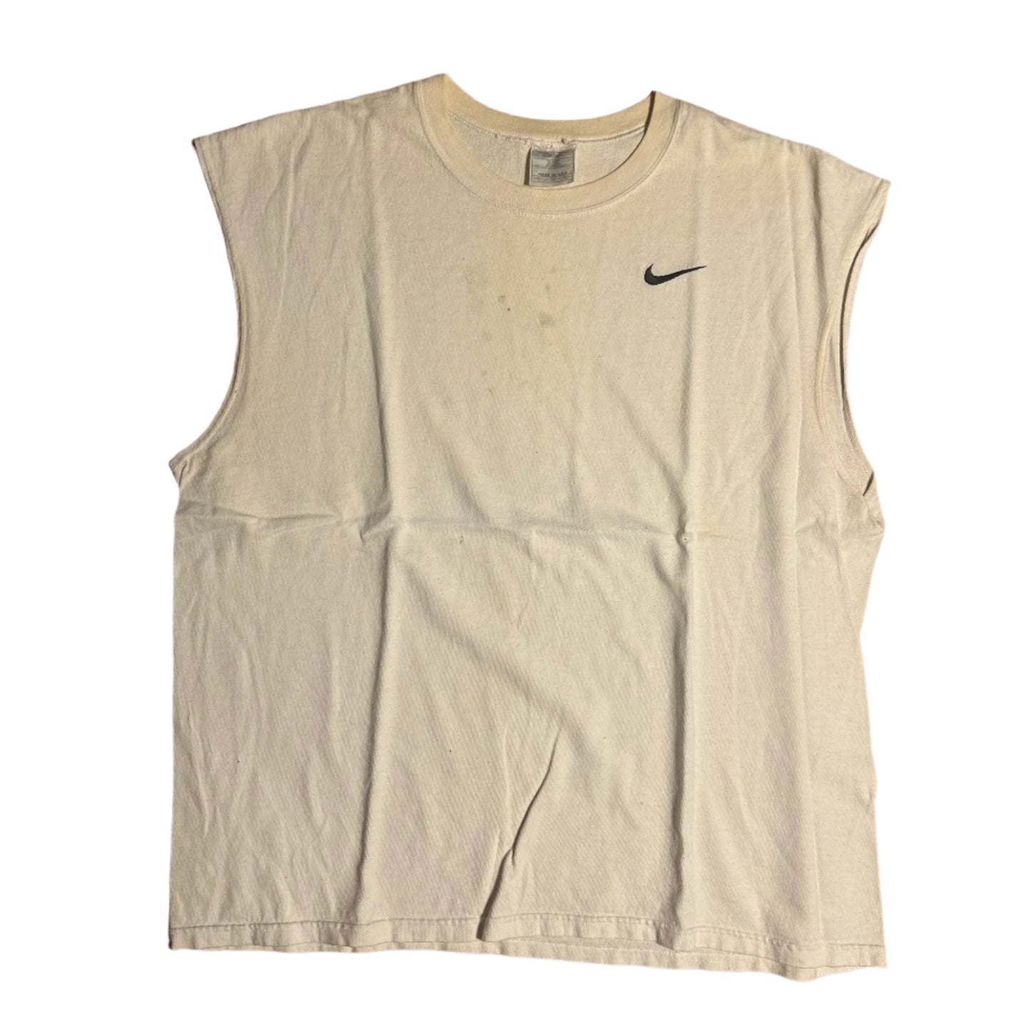 90's Nike Embroidered Logo Made in USA White Shirt Tanktop - XLarge - 25” x 29”