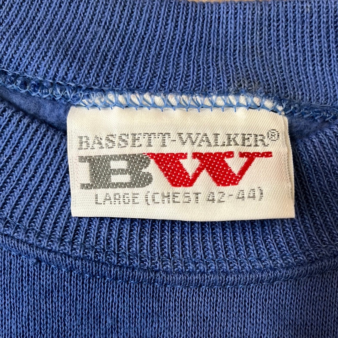 80’s NWT Bassett Walker Blank Blue Short Sleeve Crewneck Sweatshirt - Medium - 21” x 27”