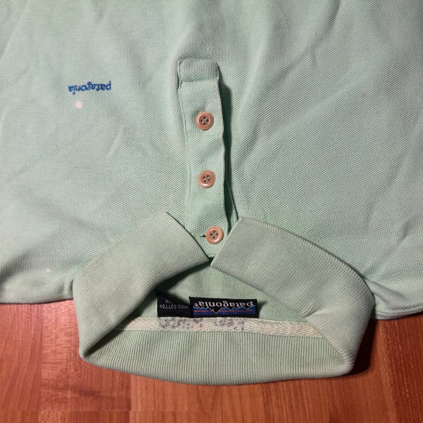 Phartagonia Patagonia Cotton Light Green Collared Short Sleeve Polo Shirt - Medium - 21.5” x 26”