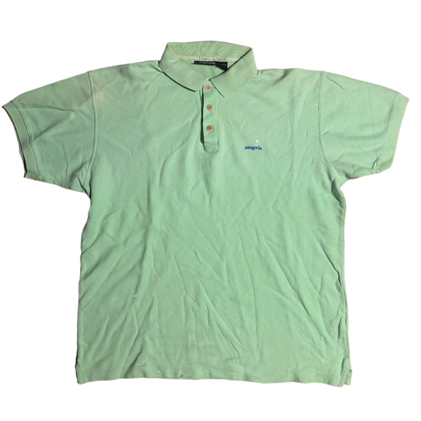 Phartagonia Patagonia Cotton Light Green Collared Short Sleeve Polo Shirt - Medium - 21.5” x 26”