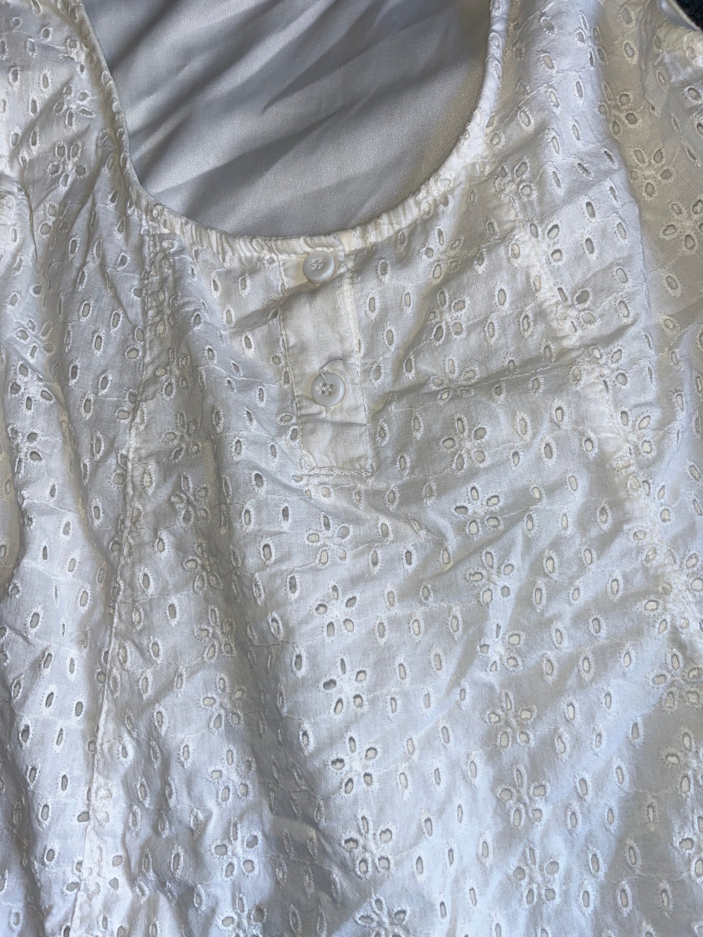 Trendy Art Flower Patterned White Dress - XSmall - 17.5" x 34.5"