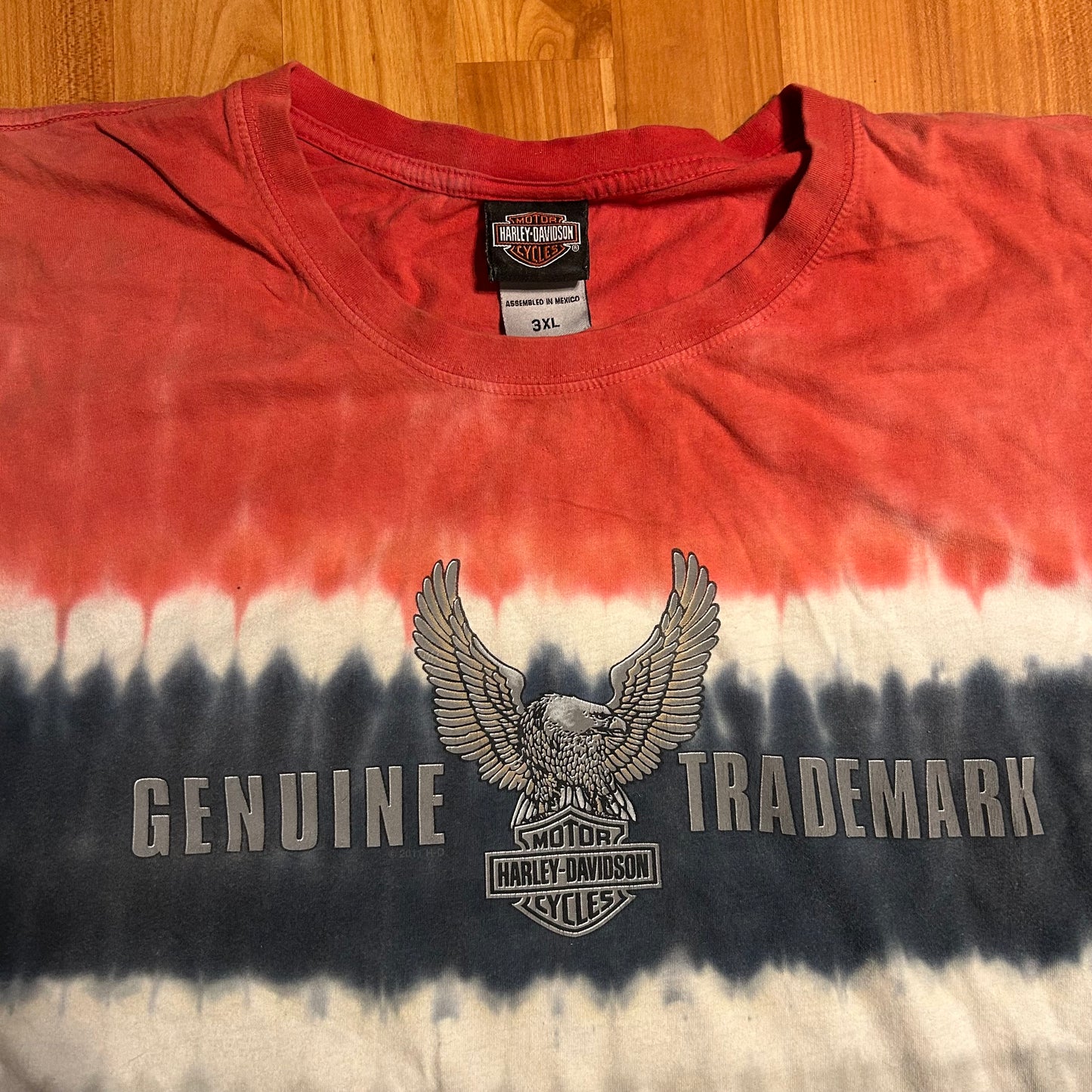 Tie Dye Harley Davidson Motorcycles Genuine Trademark 2008 New Orleans Louisiana Tshirt - XLarge - 27" x 32"