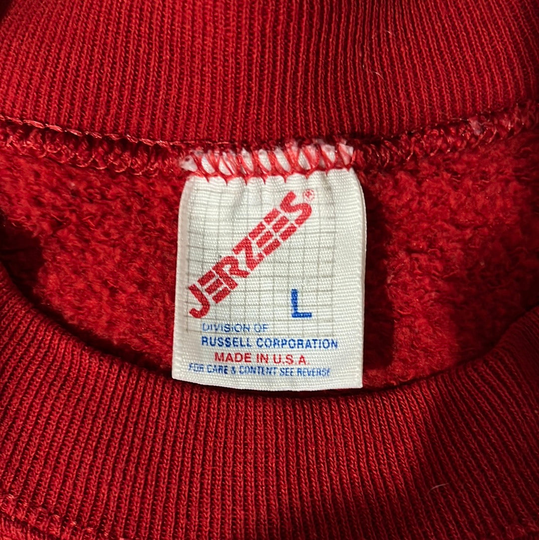 90’s Jerzees Russell Blank Red Crewneck Sweatshirt - Medium - 21.5” x 27”