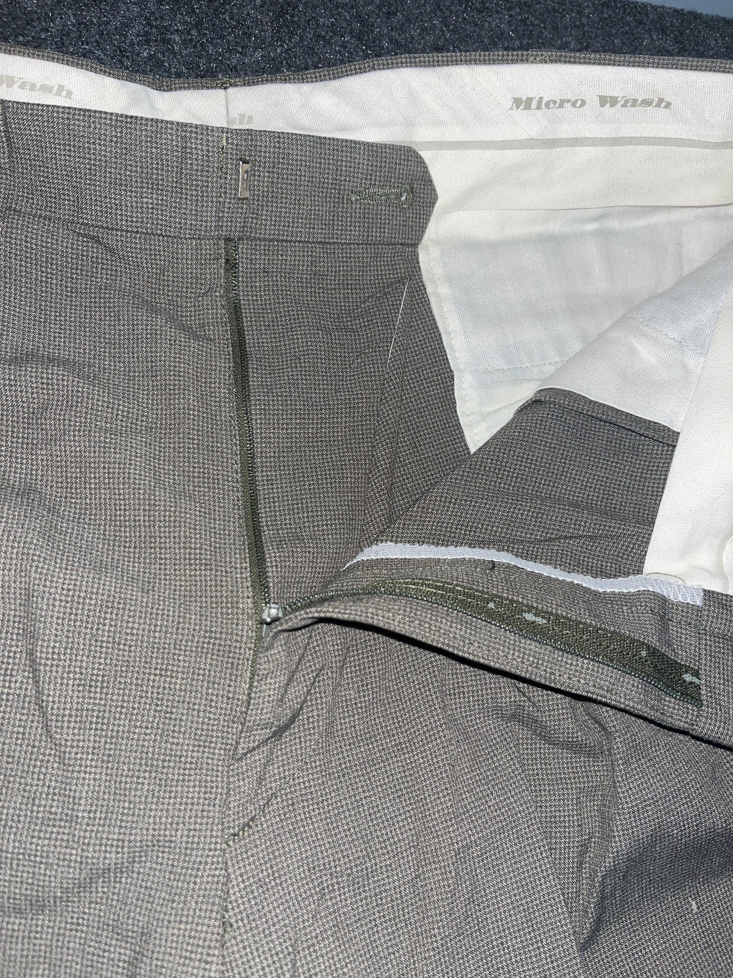 80/90's Grey/Green Checkered Trousers Dress Pants Chinos - 34" x 28"