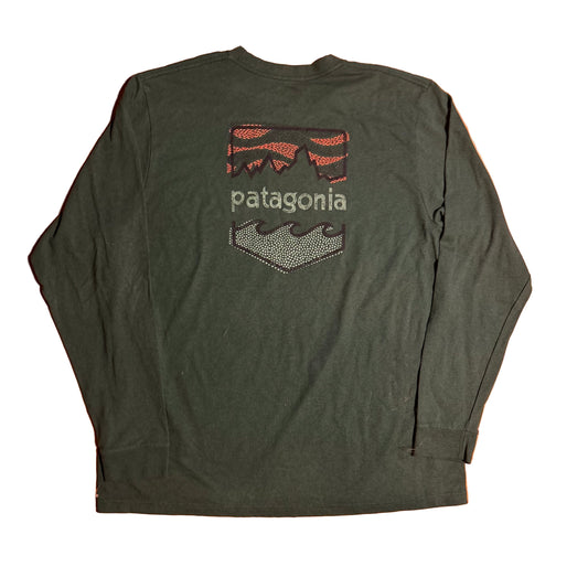 Patagonia Phartagonia Logo Green Longsleeve Shirt - Large - 22.5” x 28”