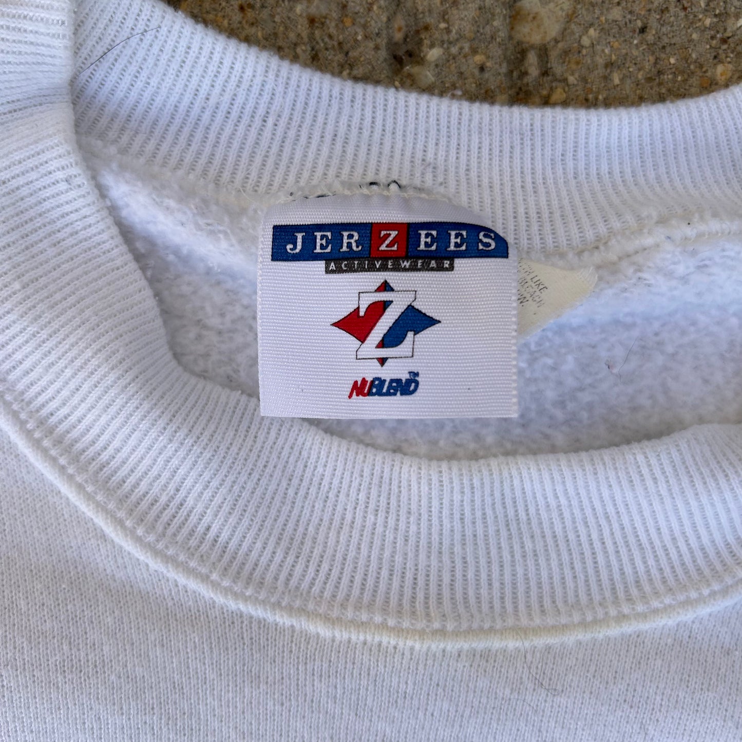 90’s Jerzees White Customized Feather Crewneck Sweatshirt - Boxy XLarge - 24.5" x 24.5"