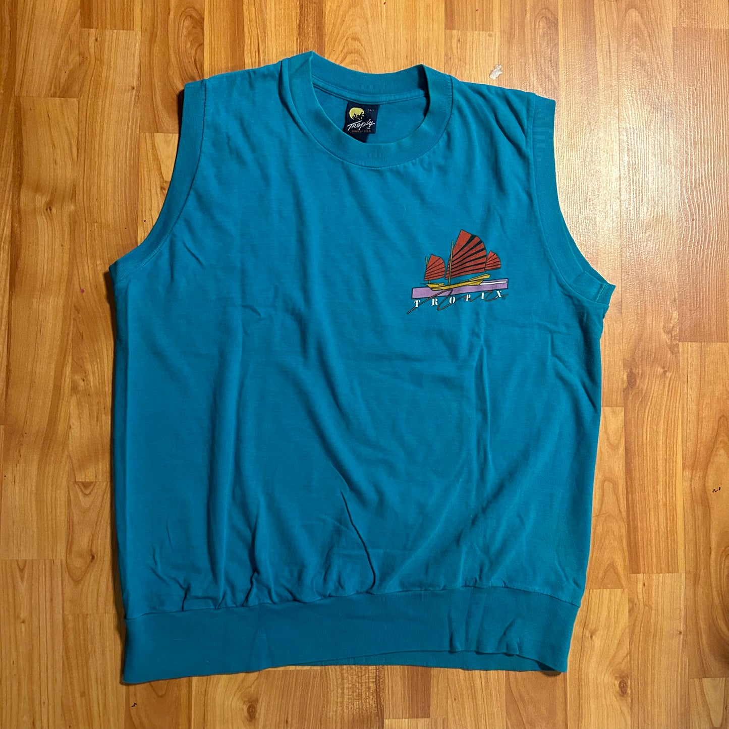 80/90’s Tropix Sleeveless Cotton Tank Top Shirt - Medium - 20” x 25”