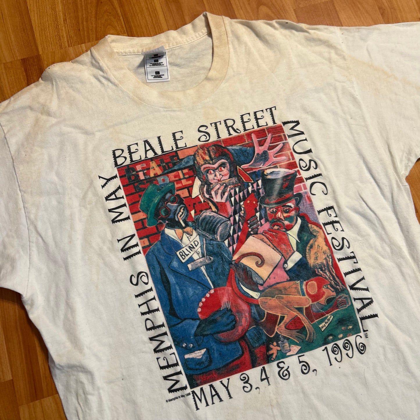 90's FOTL Memphis Beale Street Music White Tshirt - Medium - 21.5" x 31.5"