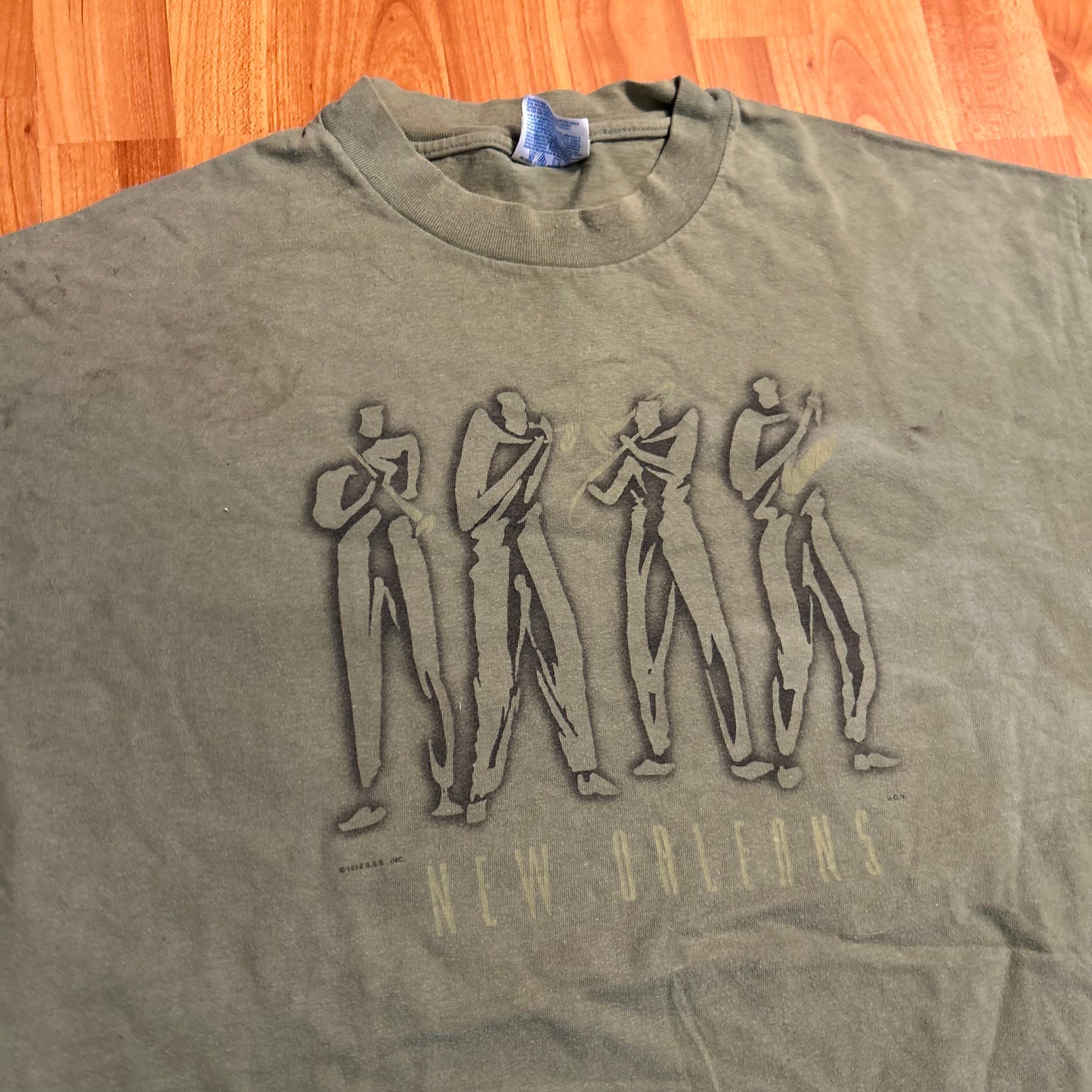 Hanes Beefy New Orleans Jazz Green Tshirt - Large - 23" x 30"