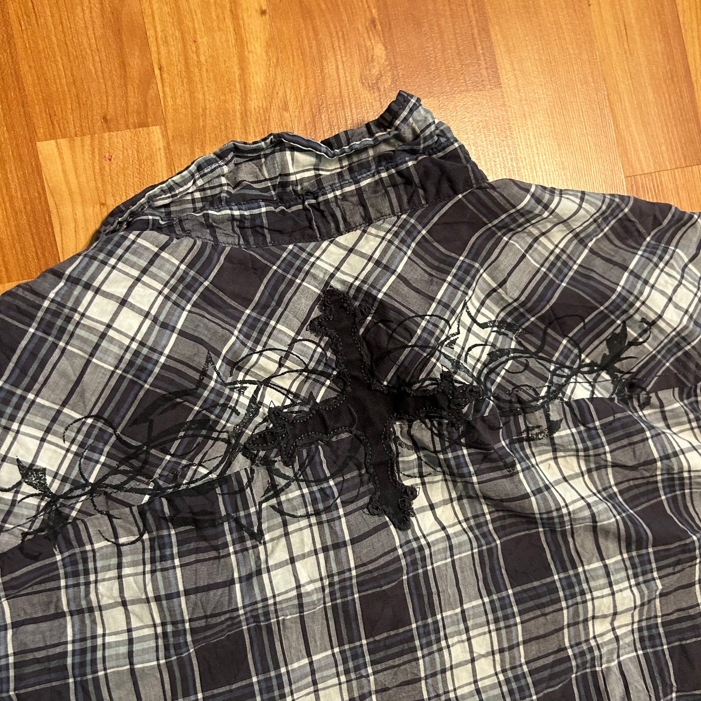 Helix Black Checkered Plaid Button Up Snap Shirt - XLarge - 25.5" x 33"