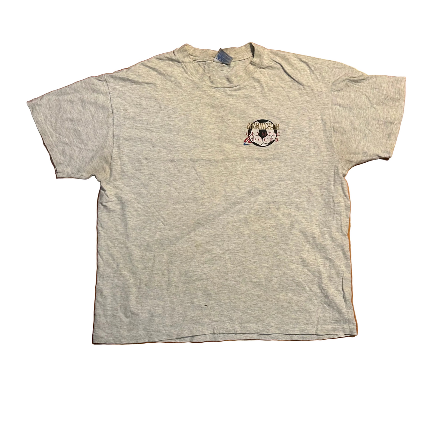 90's Hanes Olympic Soccer Grey Tshirt - XLarge - 24" x 28"