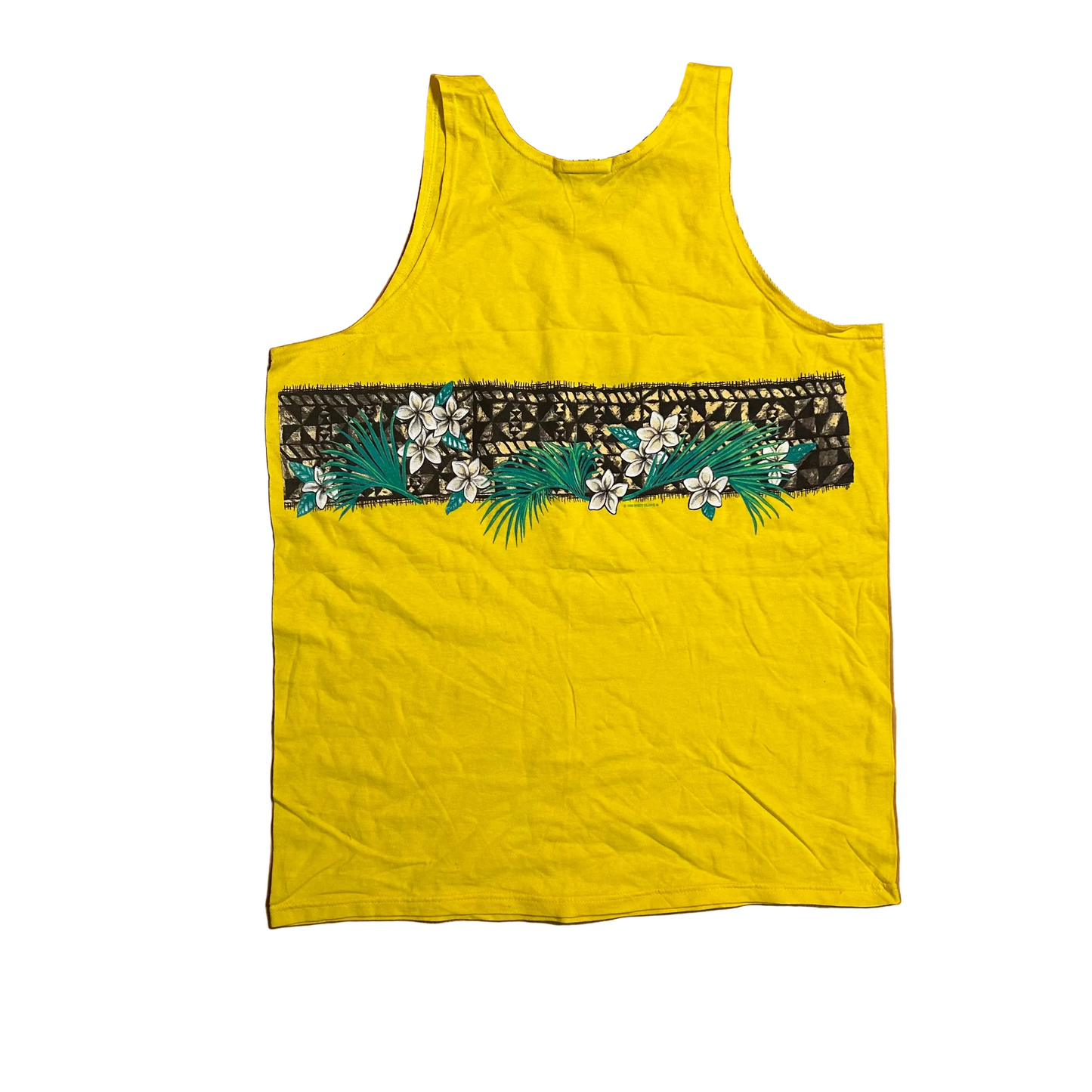 90's Body Glove Hawaiian Yellow Tank Top Shirt - Large - 22" x 30"