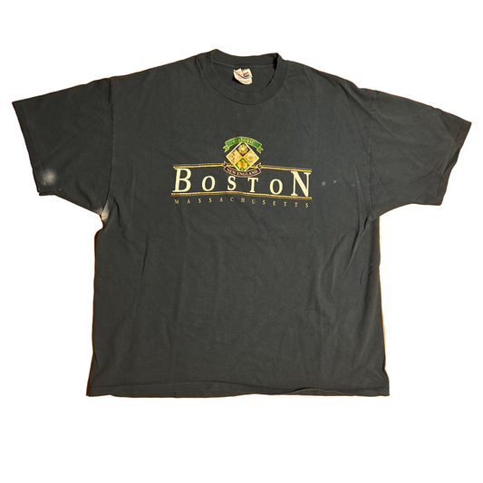 90's Hanes Heavyweight Boston Massachusetts Blue Faded Tshirt - XLarge - 24" x 29"