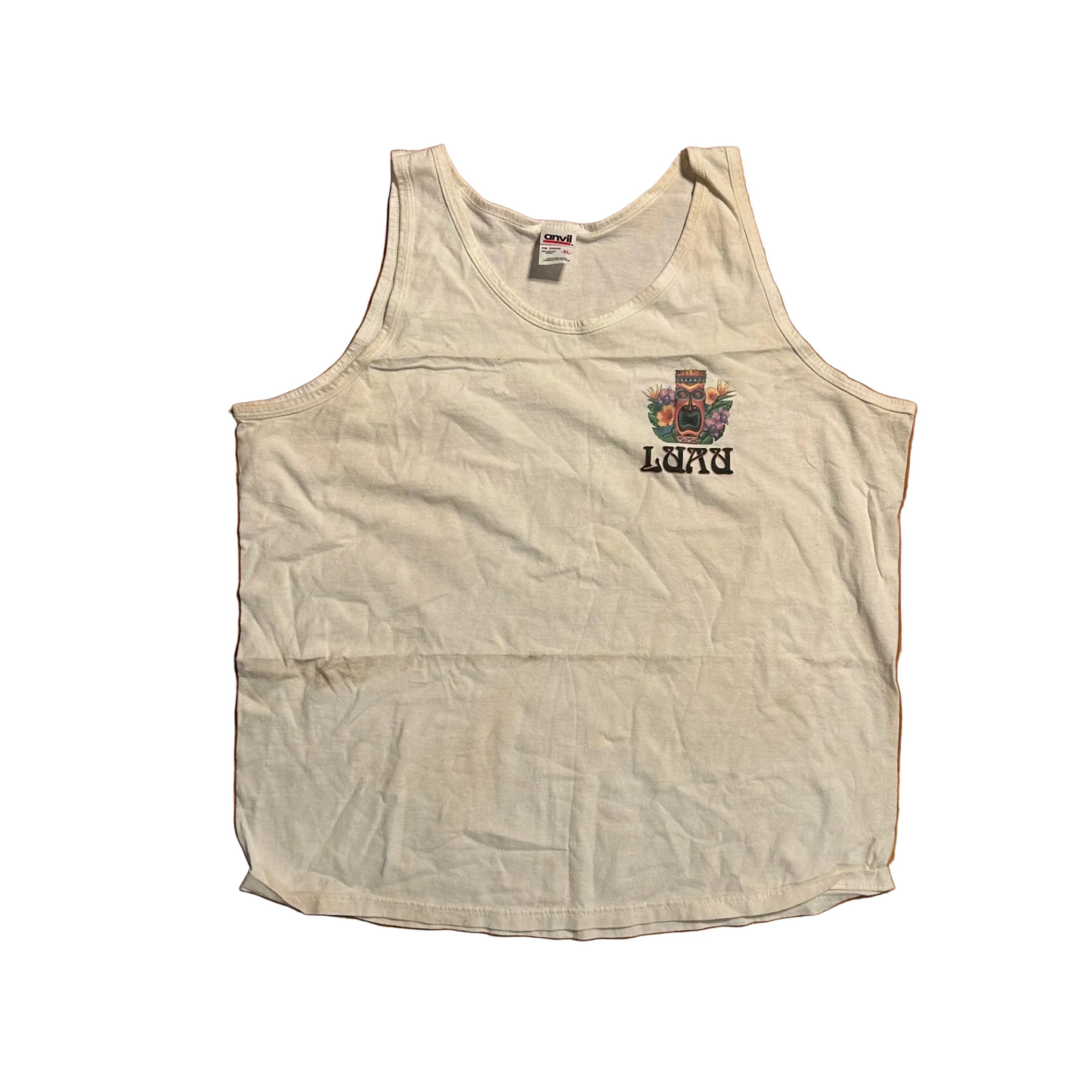 00's Anvil Captain's Luau White Tank Top Shirt - XLarge - 24" x 28"
