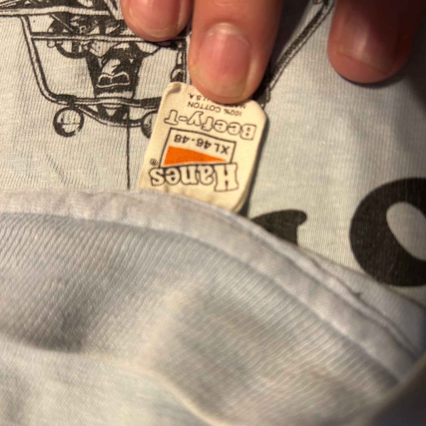 70's Hanes Beefy T Do it in the Dunes Light Blue Tshirt - Medium - 21.5" x 29"