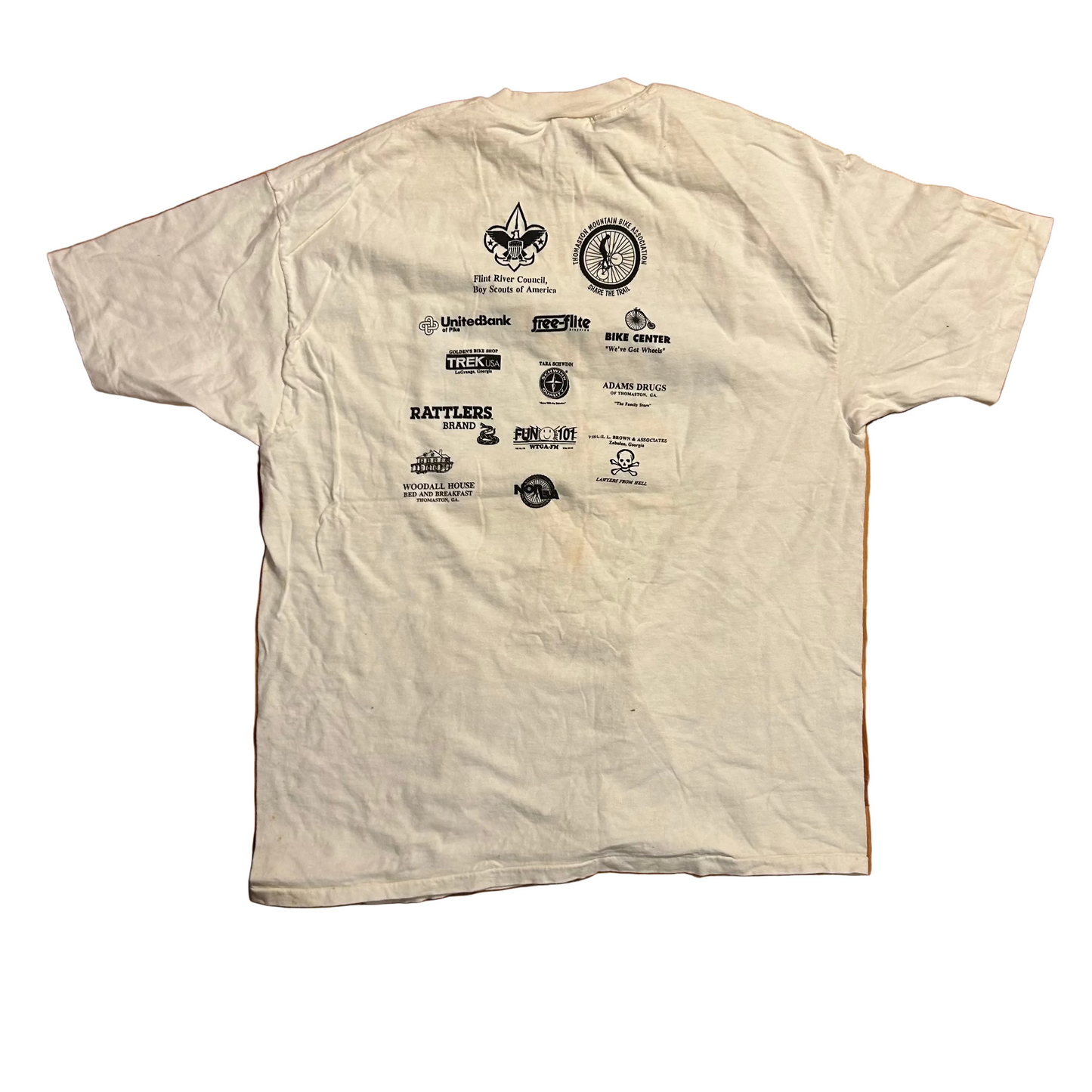 90's Hanes Beefy Thunderbolt Mountain Bike Race White Tshirt - Large - 22.5" x 30"