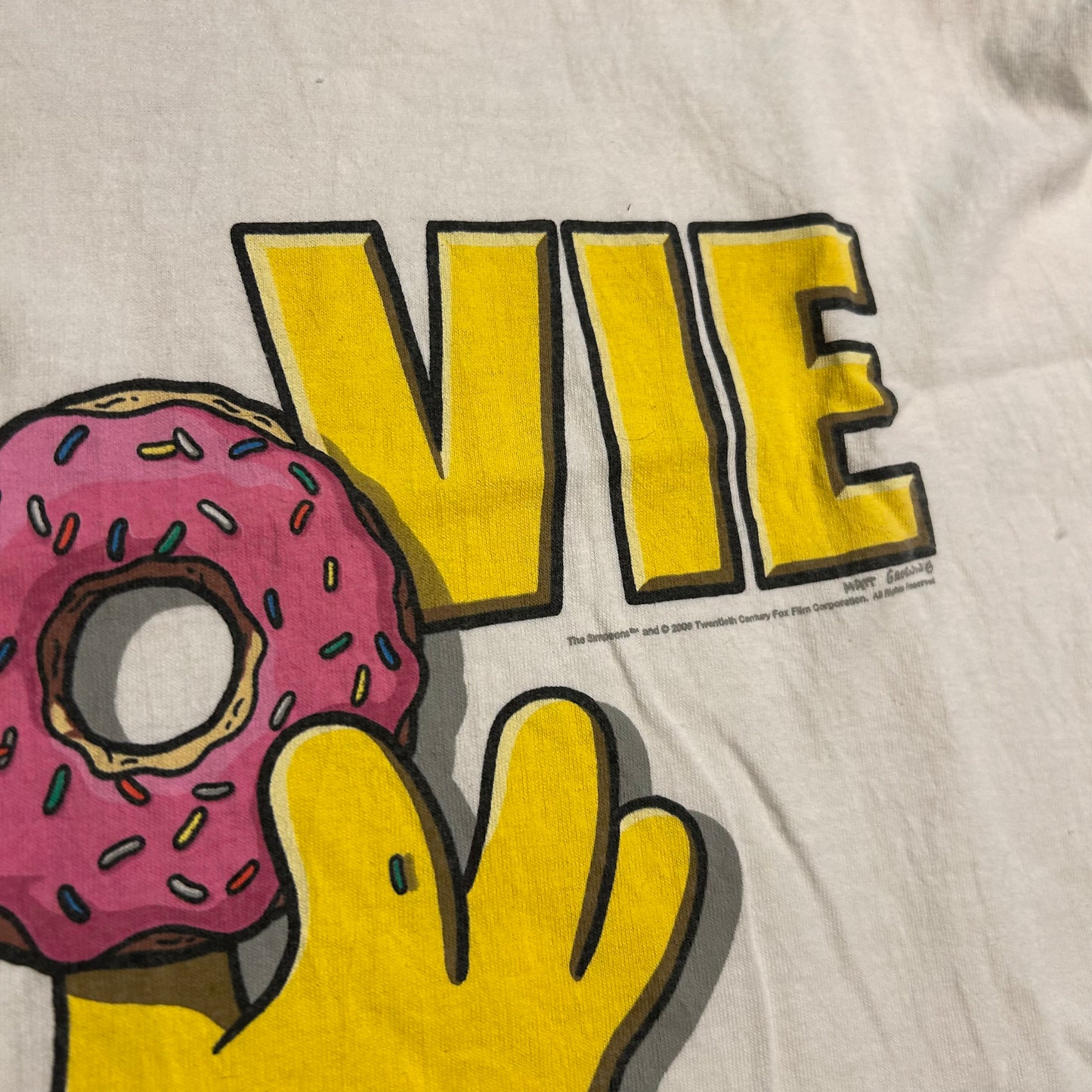 2008 The Simpsons Fox 20th Century Movie White Donut Tshirt - Large - 23.5" x 31"