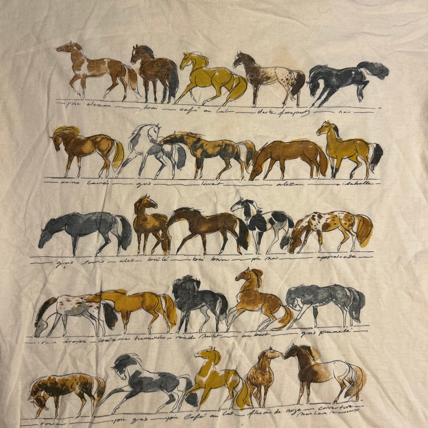 90's Horses White Tshirt - Medium - 20" x 25"