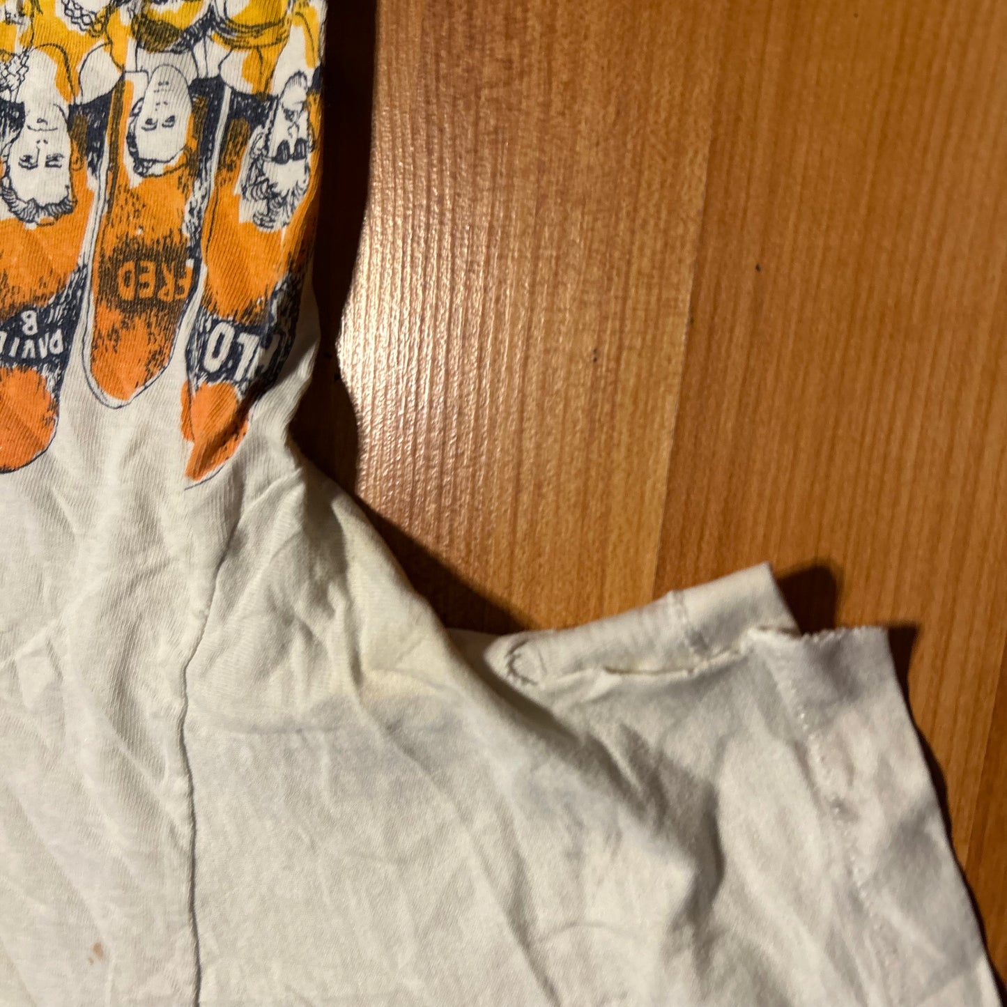 80/90's Ocean Pacific Distressed Surf AOP White Tshirt - Small - 19" x 25"