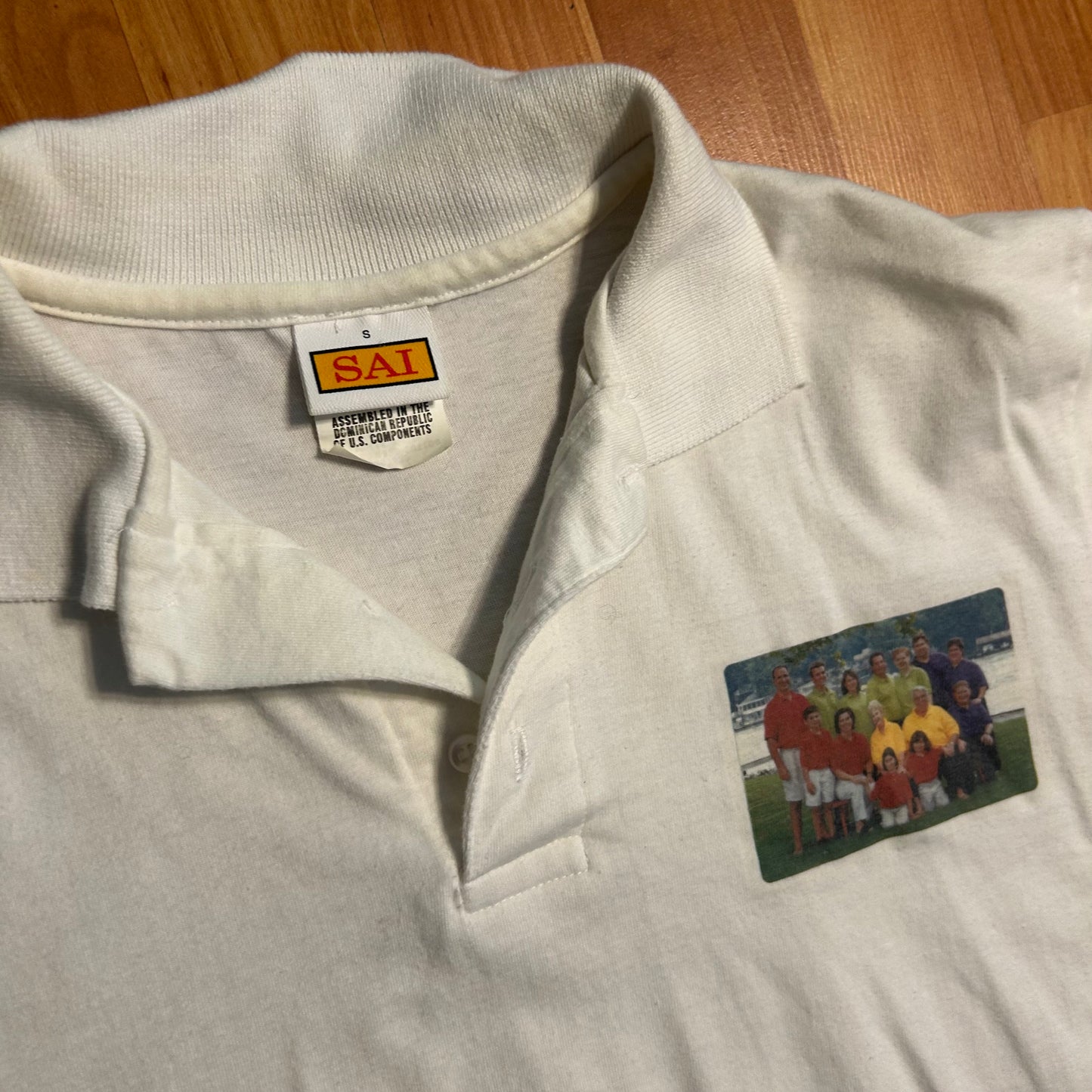 SAI White Family Polo Collared Shirt - Small - 19" x 29"