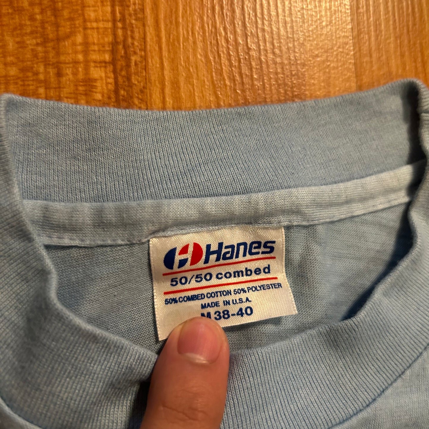 80/90's Hanes 50/50 A Perfect 10 Light Blue Tshirt - XSmall - 17" x 25.5"