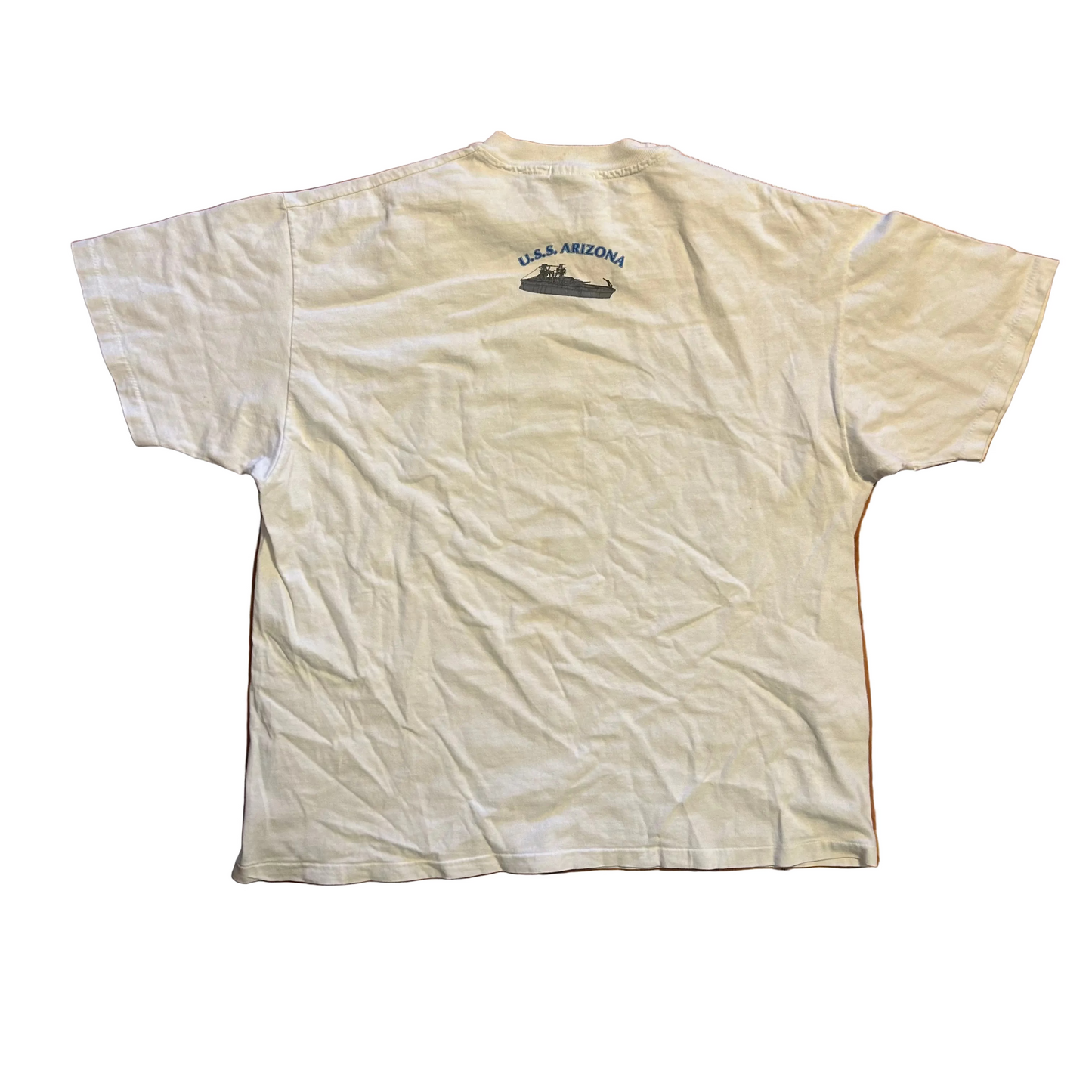 90's Hanes Beefy Pearl Harbor Hawaii SS Arizona White Tshirt - Large - 23" x 26"