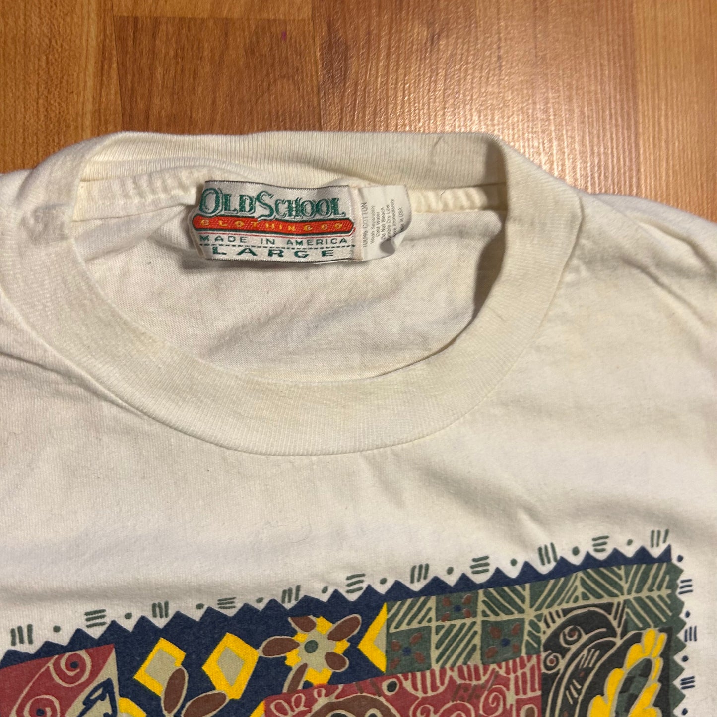 90's Old School Clothing Design White Tshirt - Medium - 20" x 27"