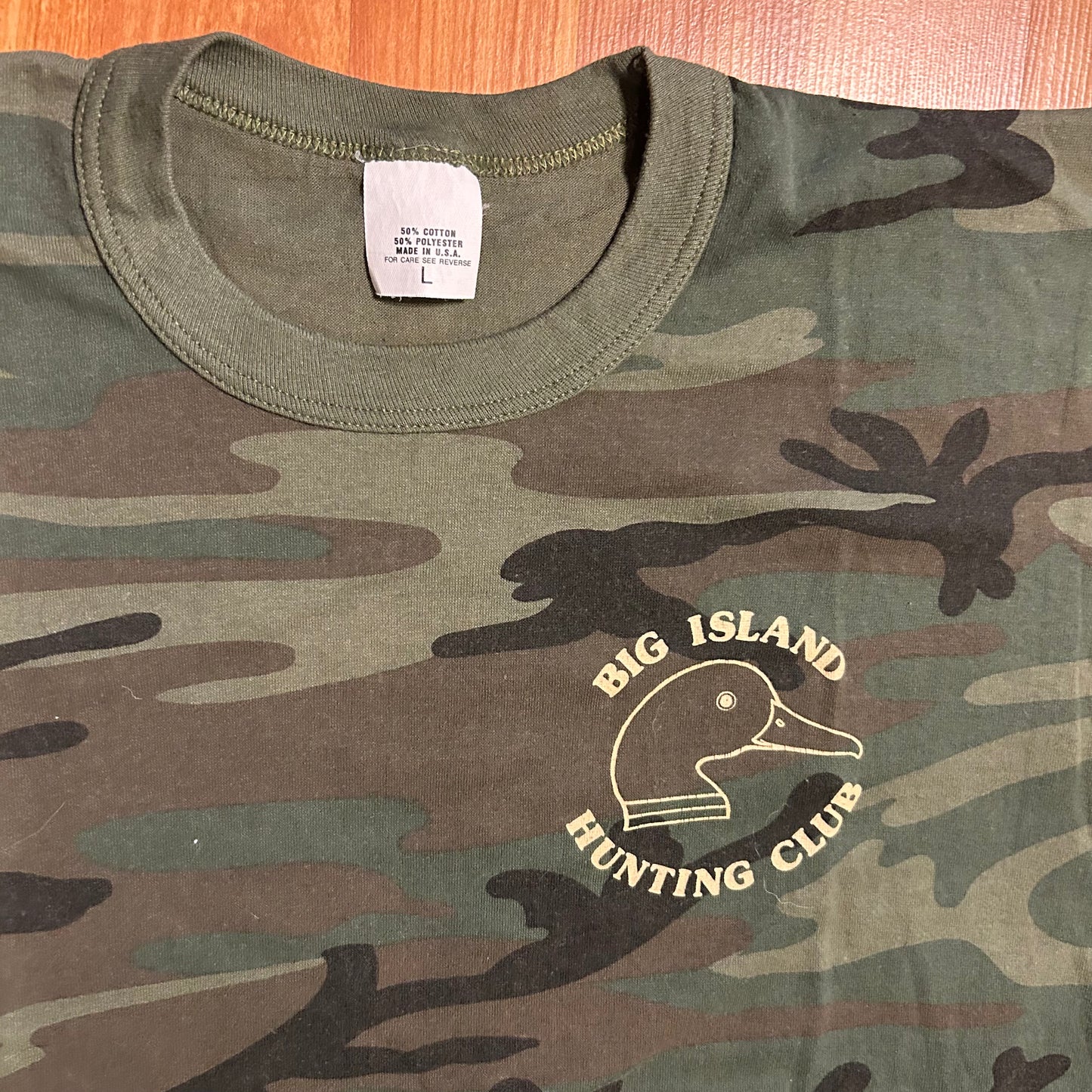 80's Big Island Hunting Club Camouflage Tshirt - Small - 19" x 24.5"